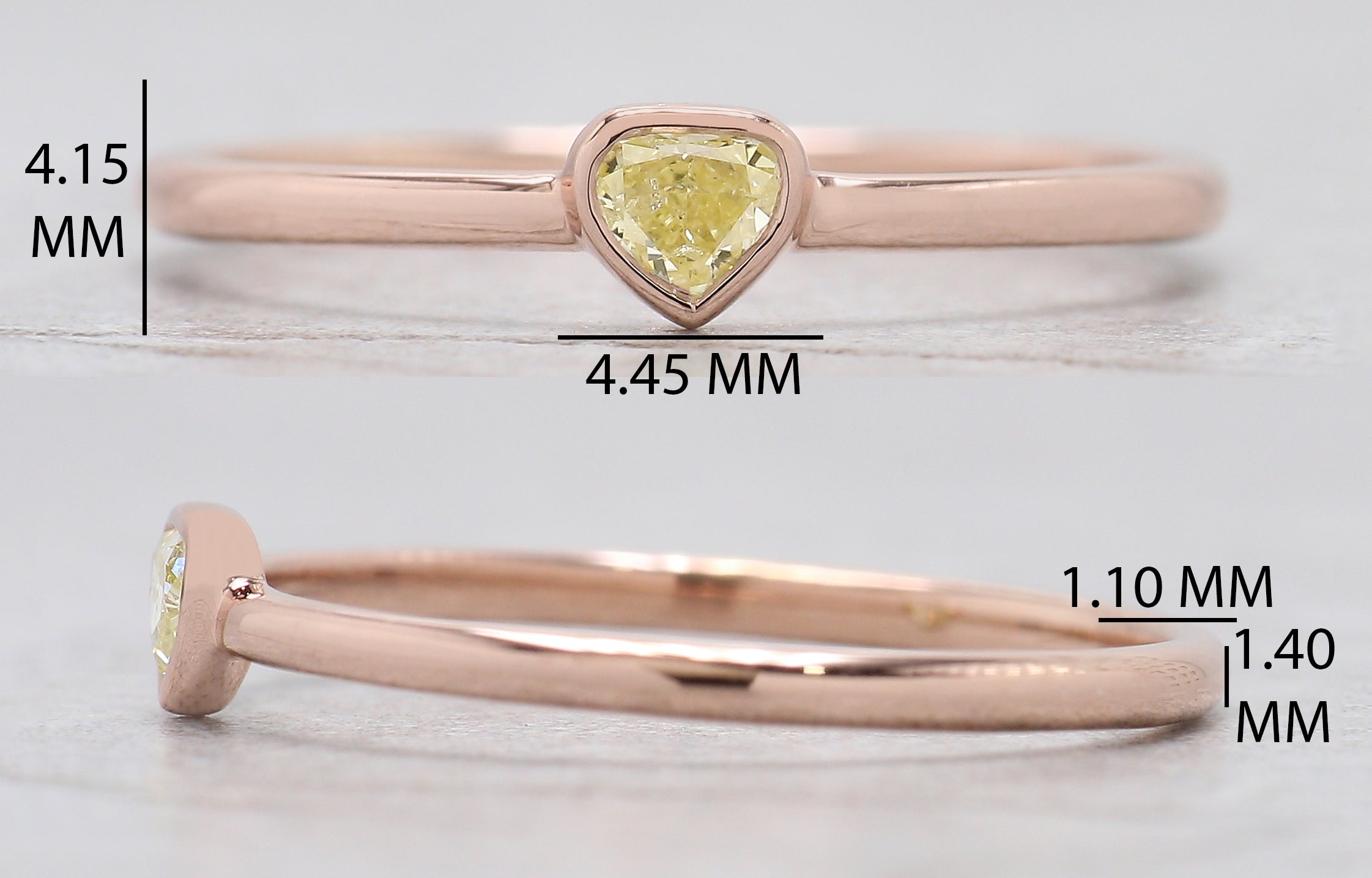 Heart Salt And Pepper Diamond Ring 0.14 Ct 3.40 MM Heart Shape Diamond Ring 14K Solid Rose Gold Silver Engagement Ring Gift For Her KDN7386