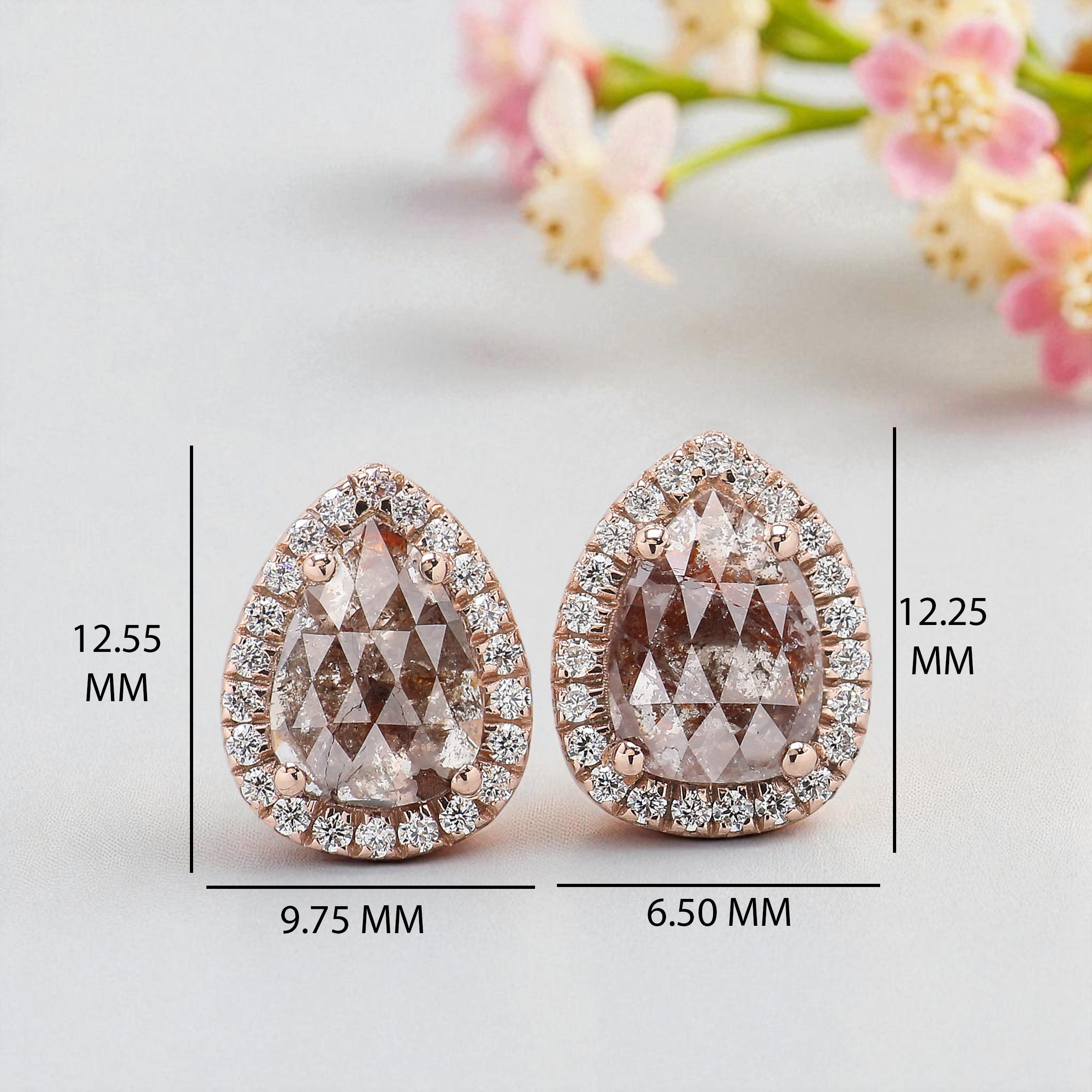 Pear Cut Brown Color Diamond Earring 2.06 Ct 8.80 MM Pear Diamond Earring 14K Solid Rose Gold Silver Pear Cut Earring Gift For Her KDL6875