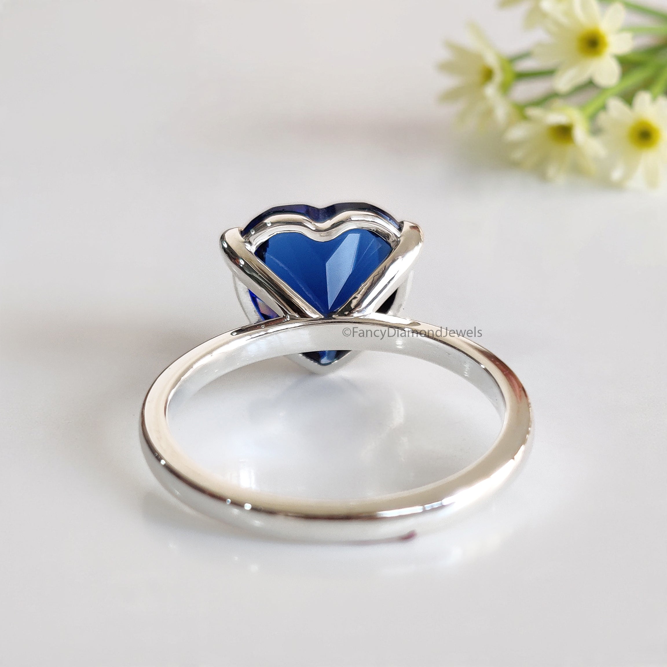Heart Blue sapphire stone engagement ring 10mm 9mm 8mm 7mm 6mm ring silver simulant Ring Solitaire ring Diamond ring Gift for her FD541