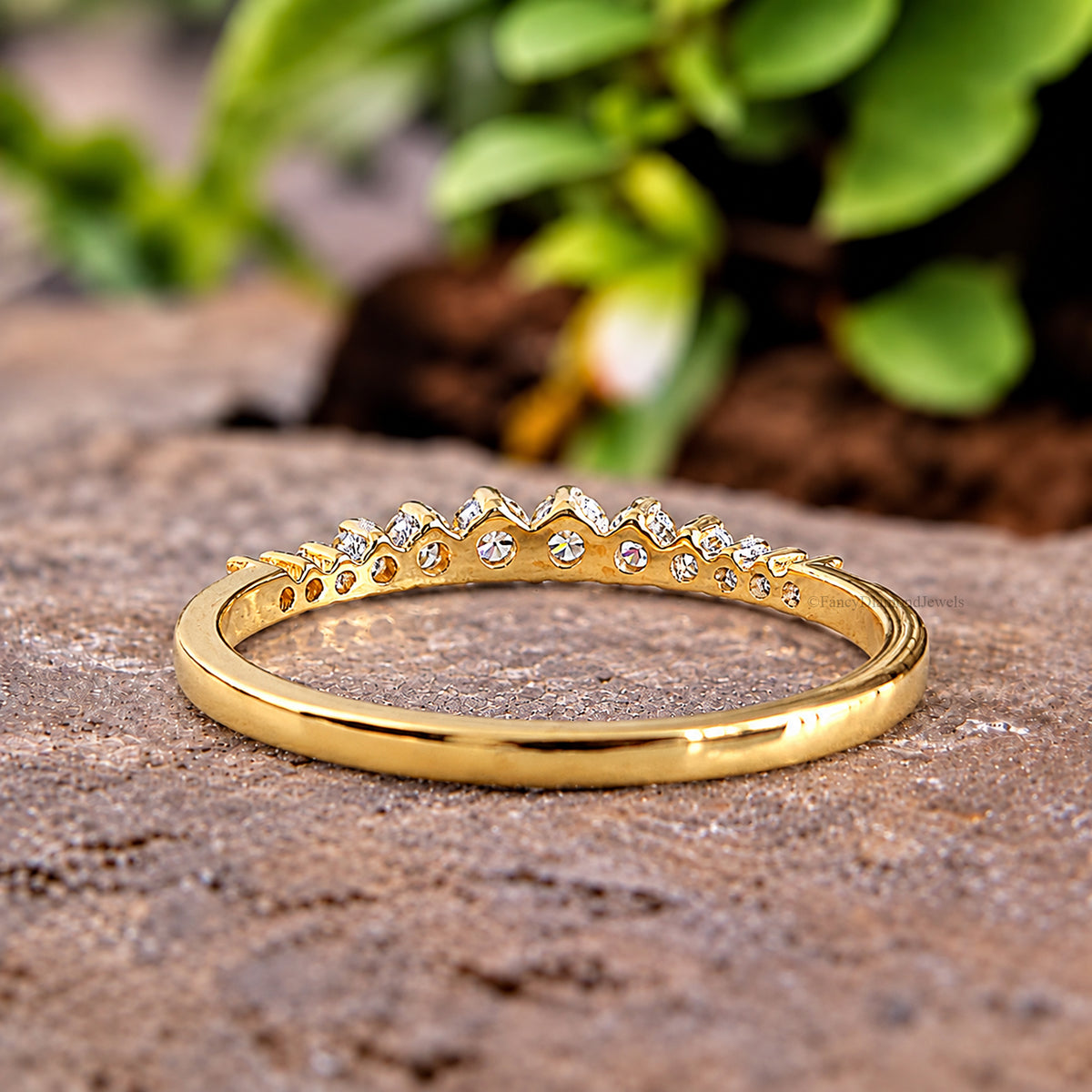 Dainty Solid Gold Moissanite Stacking Band, 10K Gold Stackable Promise Ring, Minimalist Statement Ring, Anniversary Gift for Her FD608