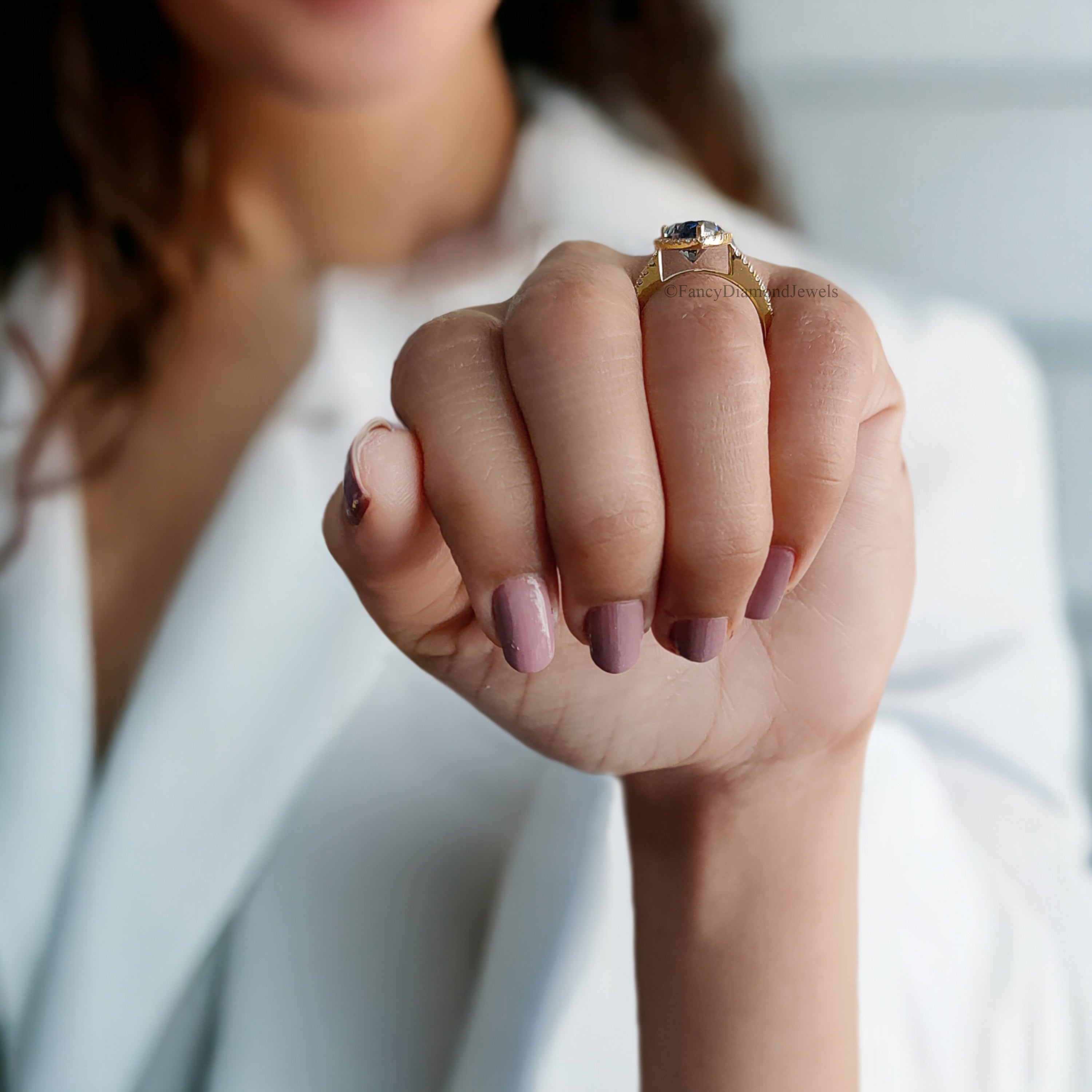 Pear Royal Blue Moissanite Ring Halo Engagement Ring 2.50 TW Pear Shaped Moissanite Best Proposal Ring For Her Anniversary Gift Ring FD168