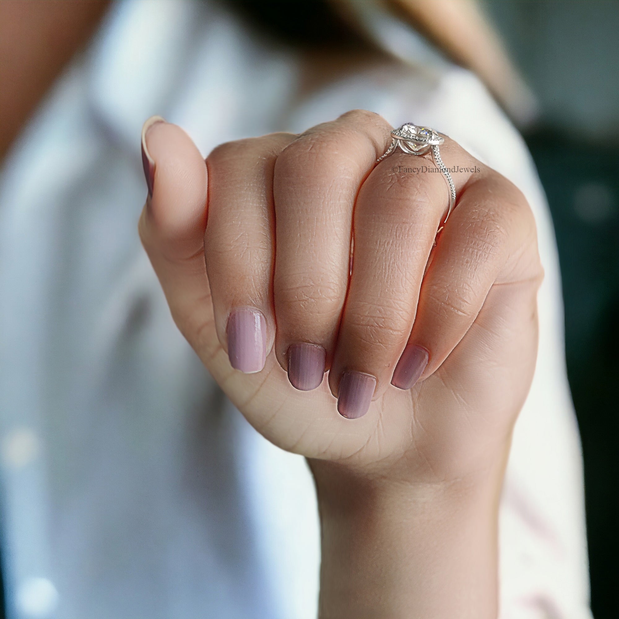 Halo Split Shank Engagement Ring 2.35 TW Cushion Shape Colorless Moissanite Ring Wedding Ring in Solid 10k/14k/18k White Gold Ring FD52