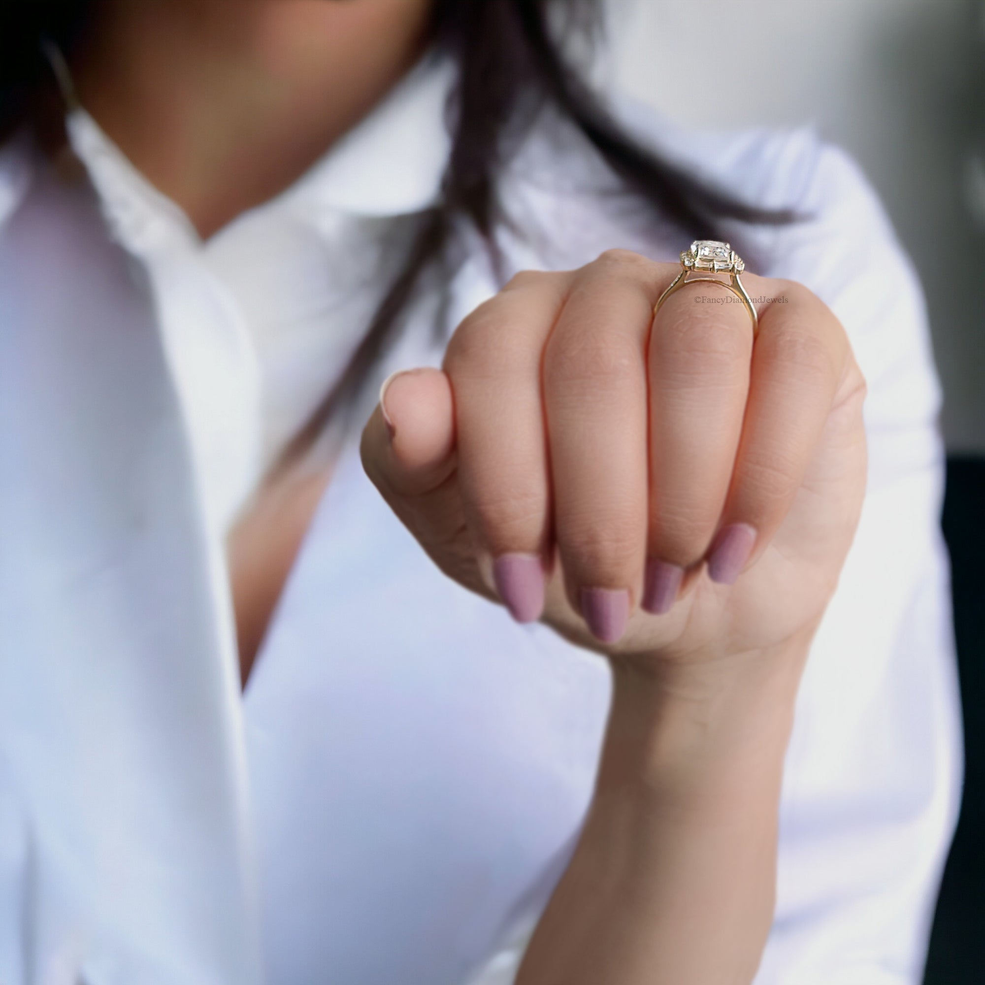 3.00 CT Emerald Cut Colorless Moissanite Engagement Ring Side Baguette Moissanite Wedding Ring Anniversary Gift For Her Handmade Ring FD140