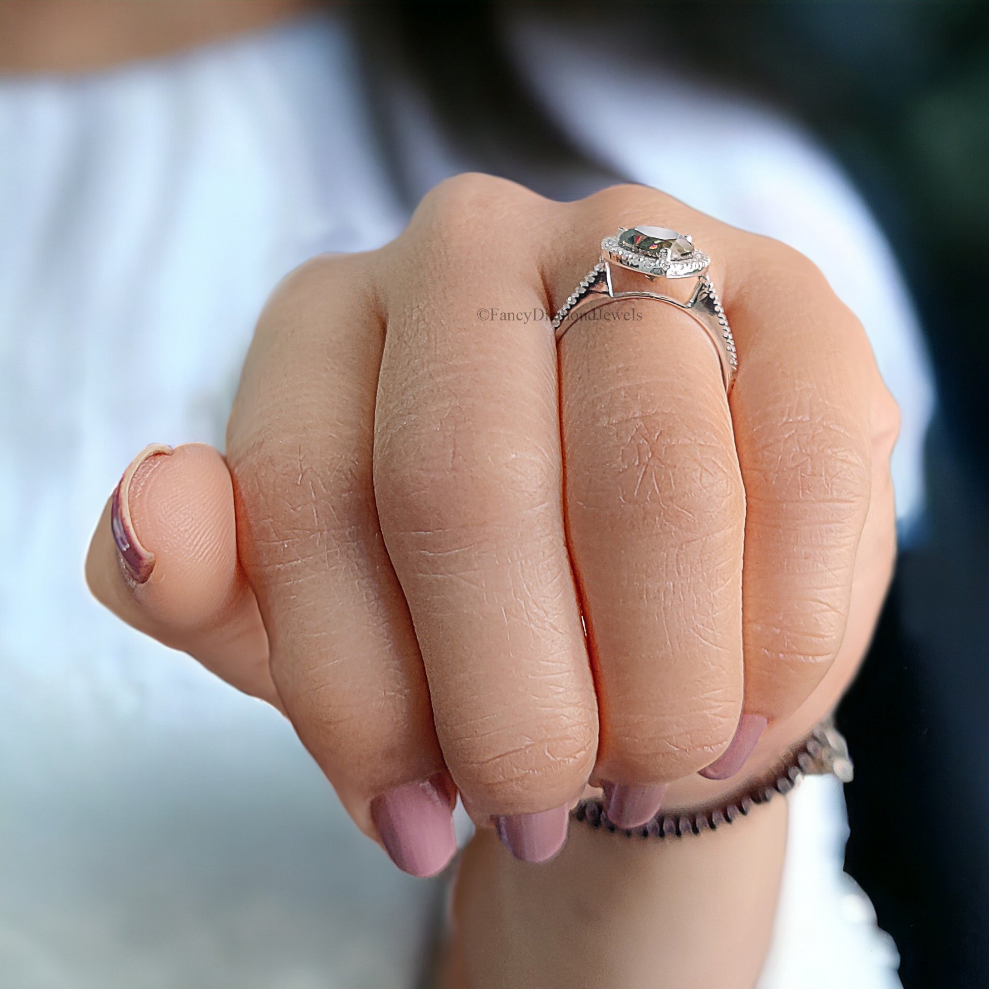 Pear Cyan Green Moissanite Ring Halo Engagement Ring 2.30 TW Pear Shaped Moissanite Ring Proposal Ring For Her Anniversary Gift Ring FD40