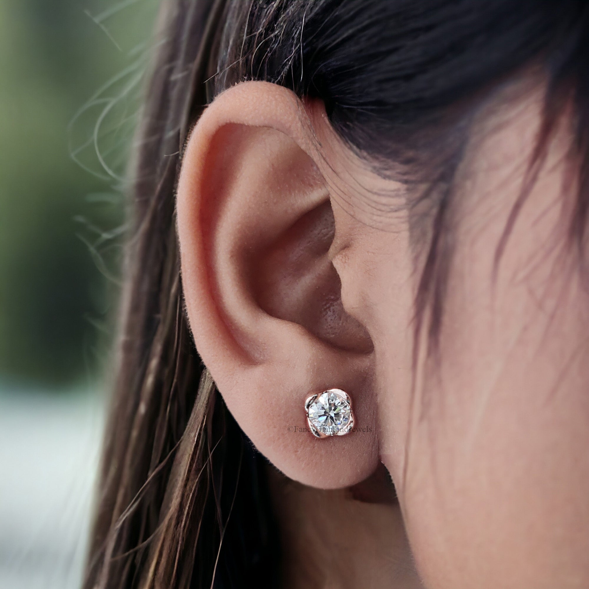 Round Brilliant Cut Earrings Colorless Moissanite Stud Earrings Screw Back Earrings Wedding Earrings Round Studs Earrings for Her FD144