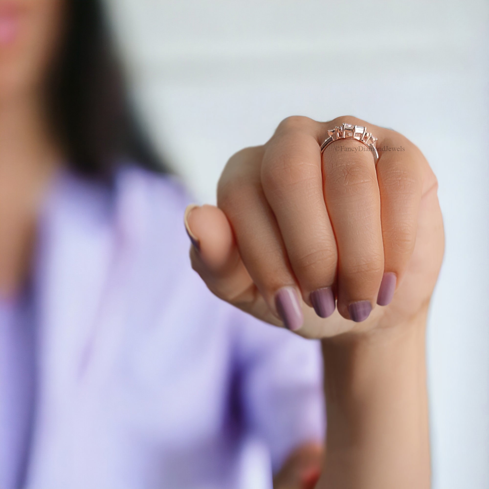 Hexagon Cut Moissanite Engagement Ring Rose Gold Vintage Unique Marquise Diamond Cluster Engagement Ring Delicate Wedding Bridal Ring FD114