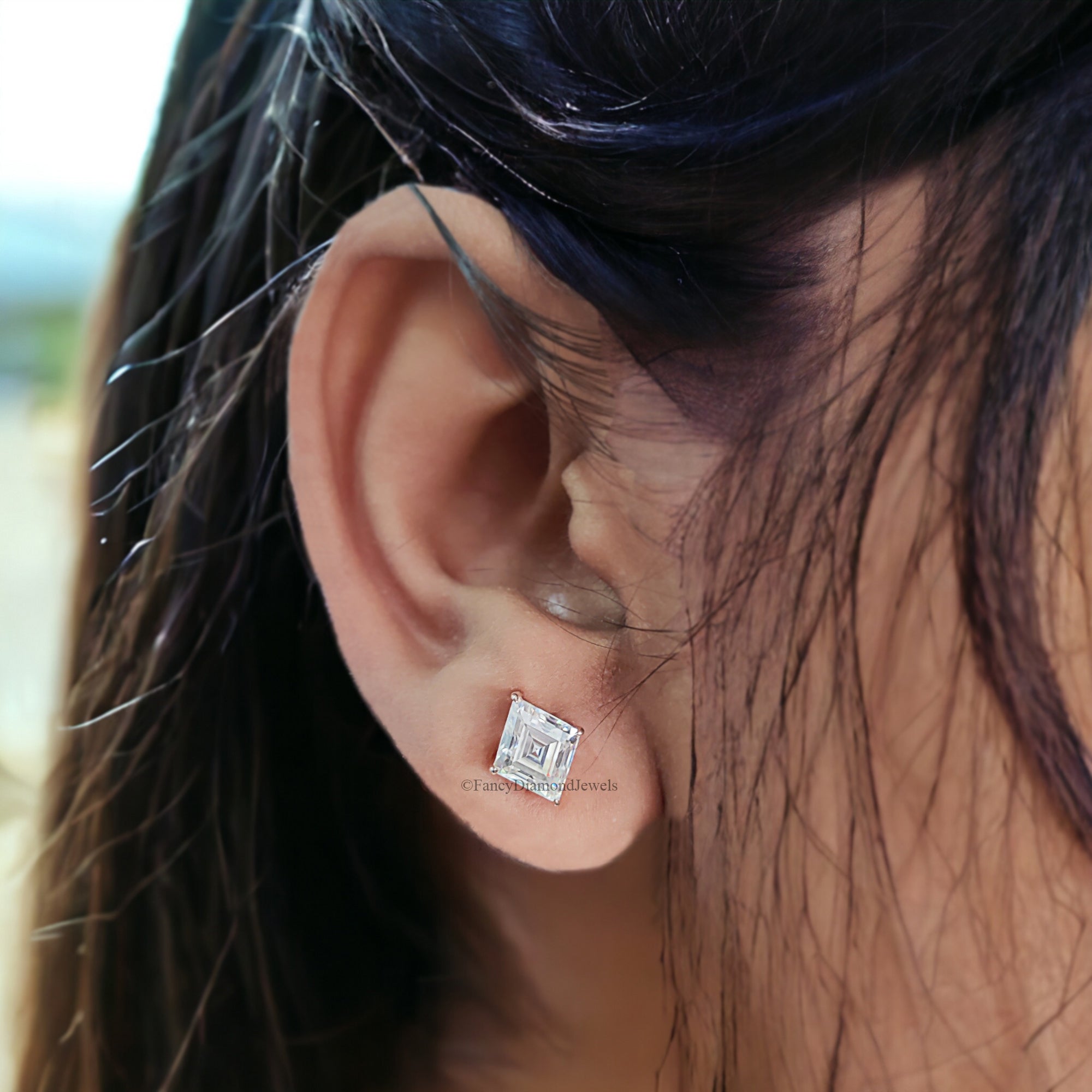 Moissanite Stud Earrings Kite Cut Moissanite Wedding Earrings 3.40 TCW Colorless Moissanite Kite Screw Back Earrings Gift For Women FD217