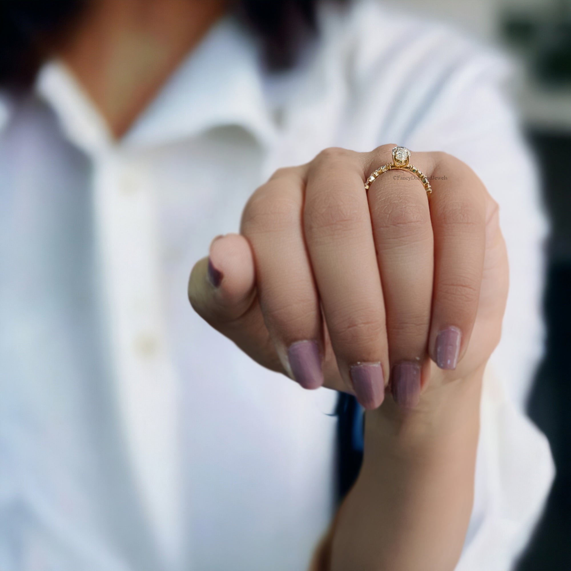 Hidden Halo Bridal Ring Dutch Marquise Cut Moissanite Engagement Ring Marquise Moissanite Wedding Ring Half Eternity Anniversary Ring FD142