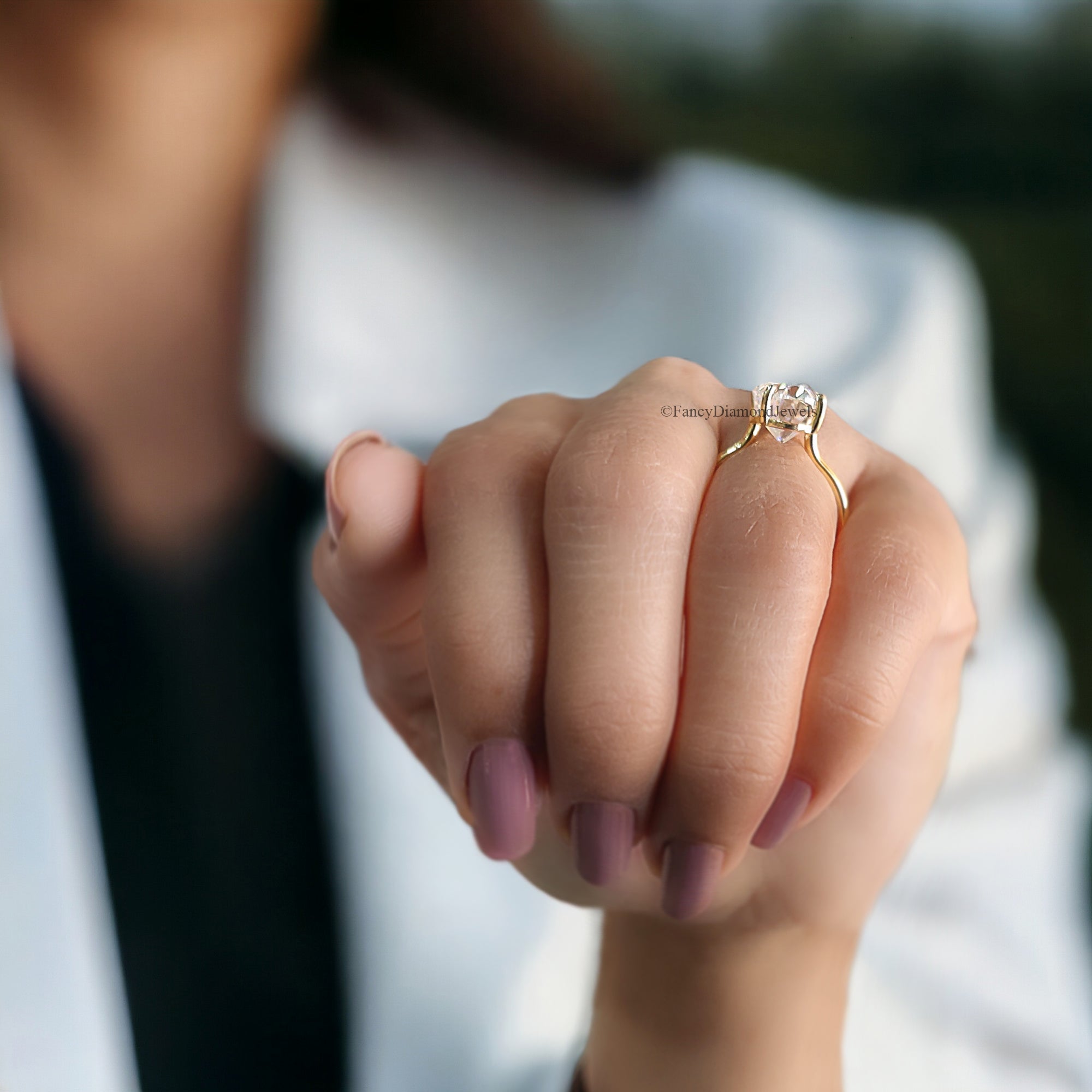 4.15 CT Moval Near Colorless Moissanite Engagement Ring Antique Elongated Oval Moissanite Ring Open Gap Solitaire Wedding Ring for Her FD71