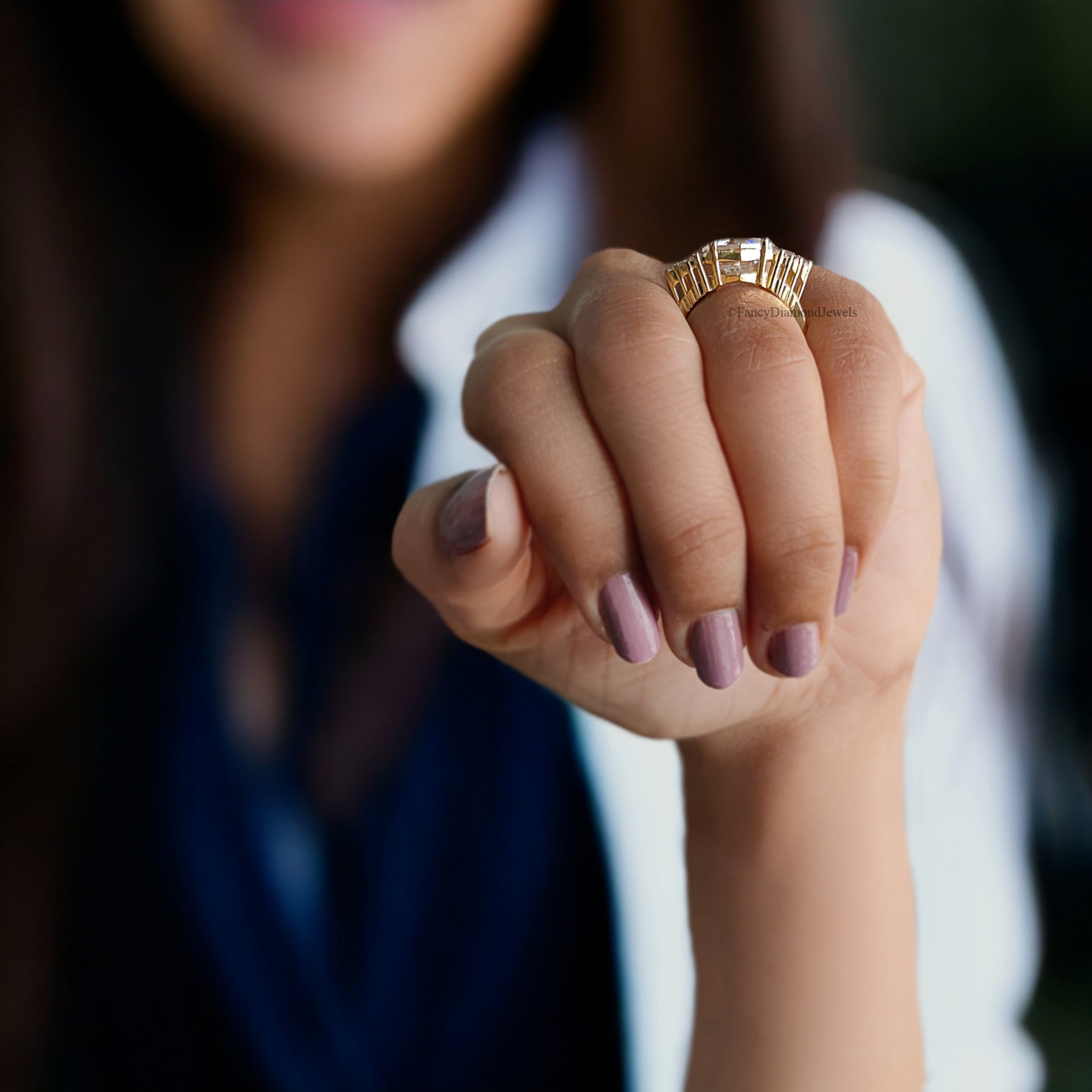 3.00 CT Antique Hexagon Moissanite Engagement Ring Baguette And Round Ring Ring For Gifting Wedding Ring Anniversary Gift Ring Her FD170