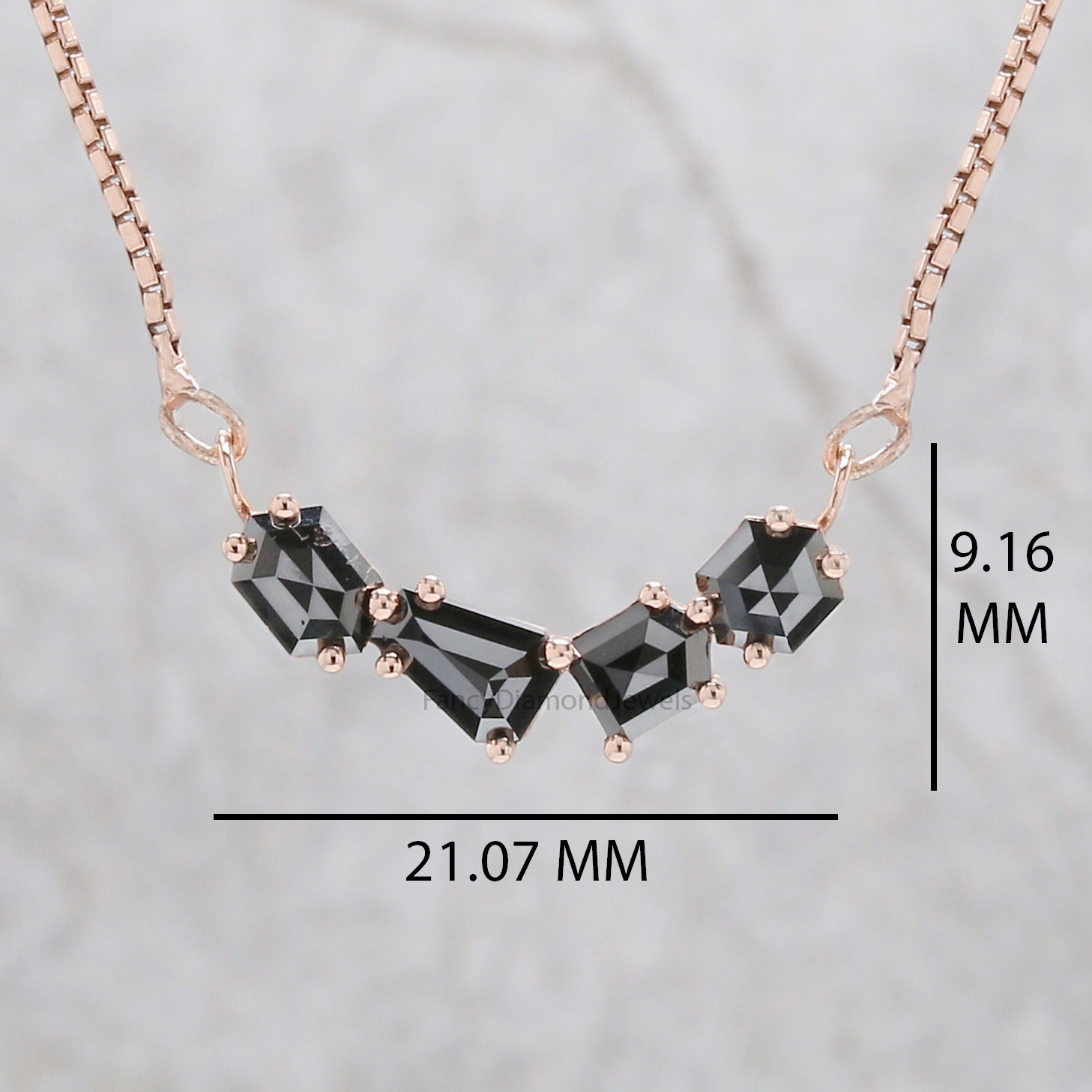 Mix Shape Black Color Diamond Pendant 1.04 Ct 5.55 MM Mix Shape Cut Diamond Pendant 14K Solid Rose Gold Silver Engagement Pendant QK2621