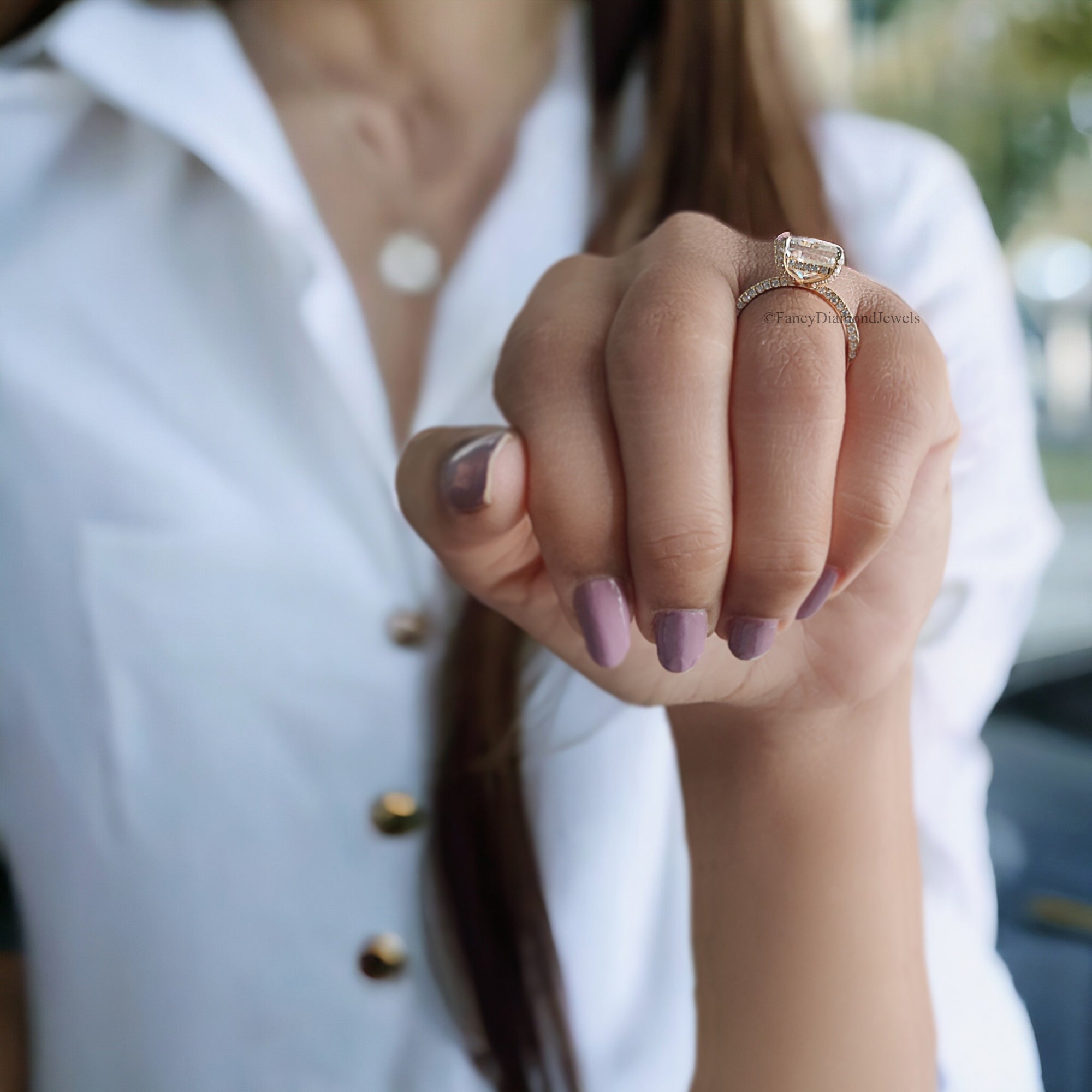 Hidden Halo Ring 3.00 CT Princess Moissanite Engagement Ring Three Row Pave Set Ring Women Wedding Ring Anniversary Gift Ring For Her FD214