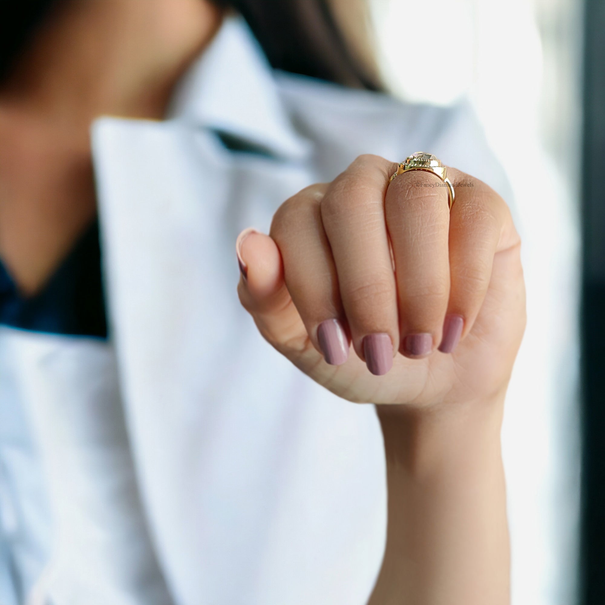 1.70 CT Round Rose Cut Colorless Moissanite Ring Halo With Pave Setting Engagement Ring Wedding Ring Anniversary Ring Bridal Ring FD152