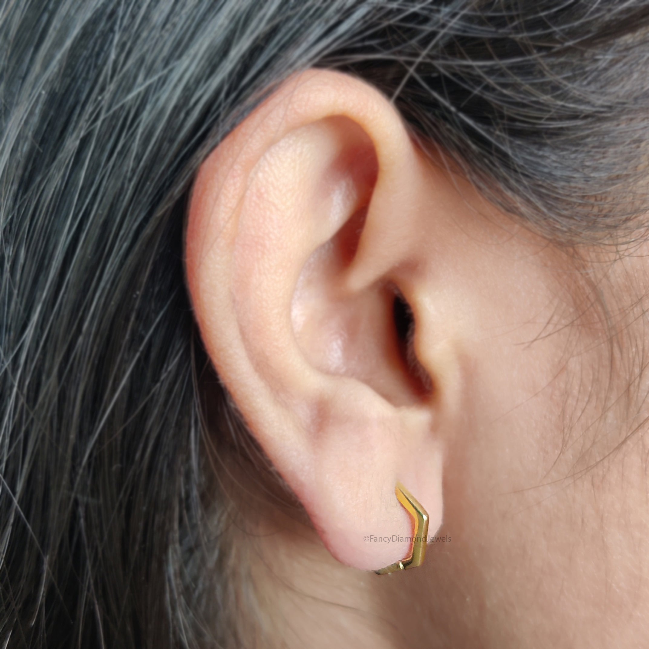 Tiny Hexagon Huggie Hoop Earring Unique Hexagon Shape Earring 14k Gold Plated Sterling Silver Endurable earring Gift For Her FD508