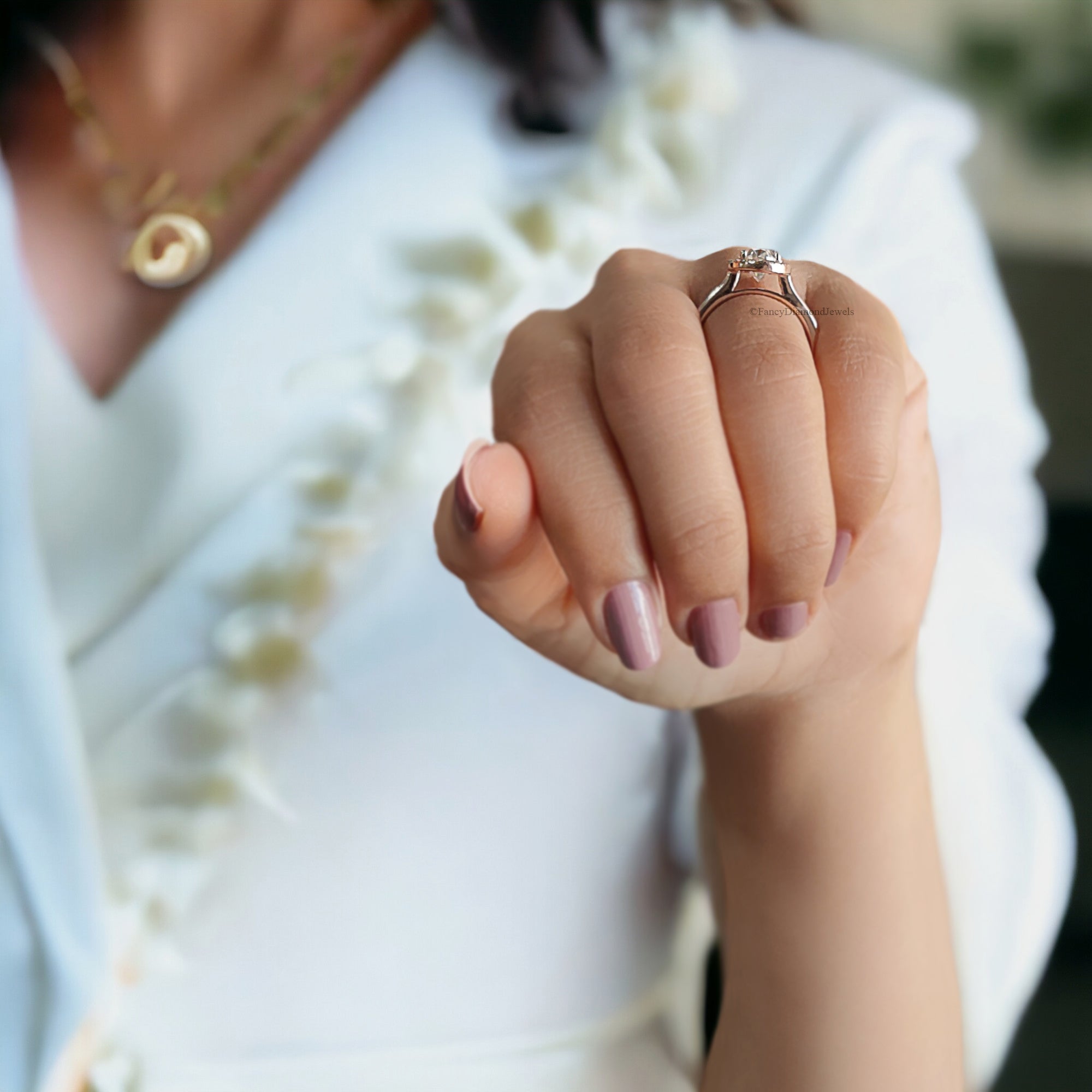 1.45 CT Oval Cut Moissanite Solitaire Ring 14K Rose Gold Engagement Ring Halo Setting Statement Ring Gift For Her Anniversary Ring FD154