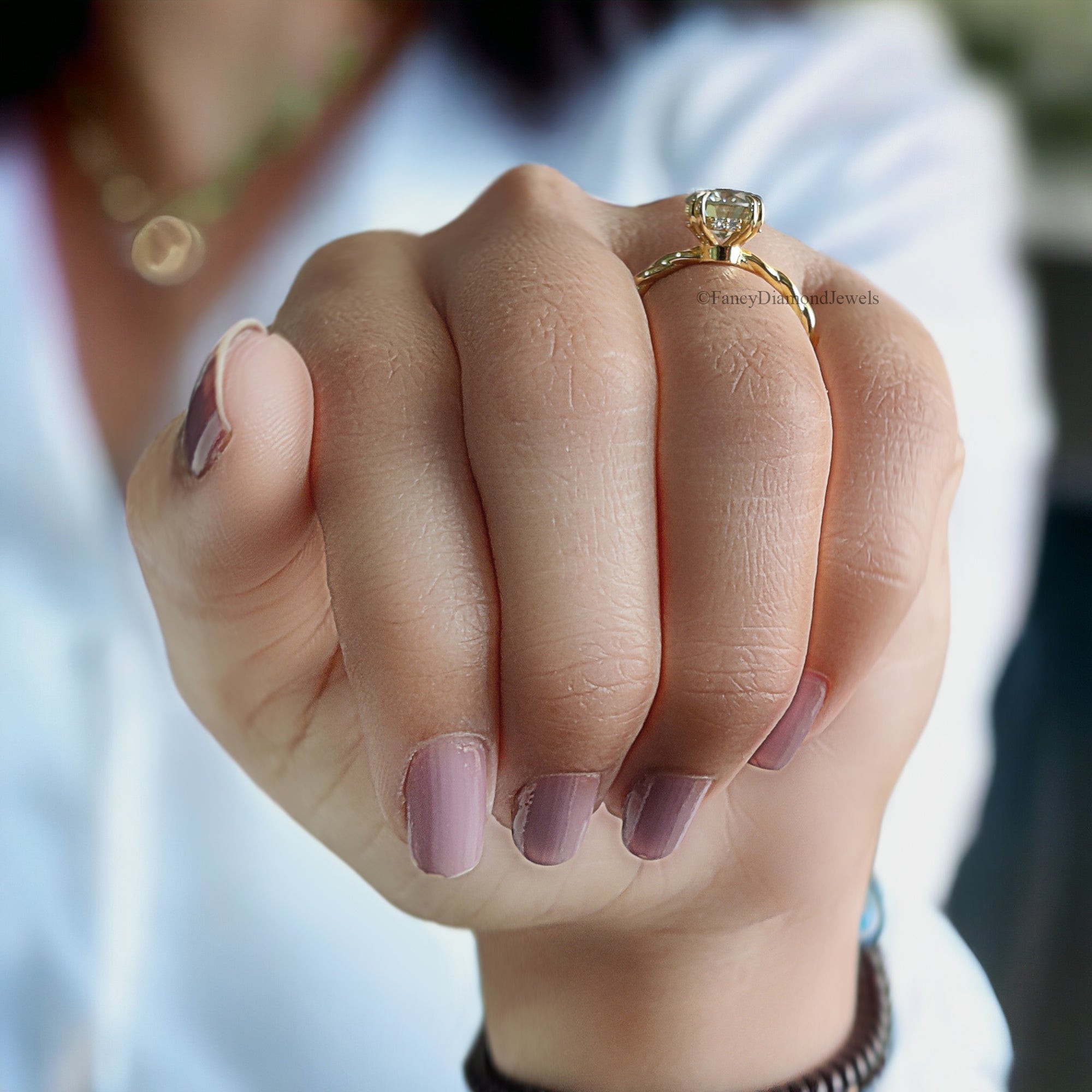 1.20 CT Round Brilliant Cut Cyan Blue Moissanite Engagement Ring Hidden Halo Double Claw Prong Twisted Shank Ring Anniversary Gift Ring FD50