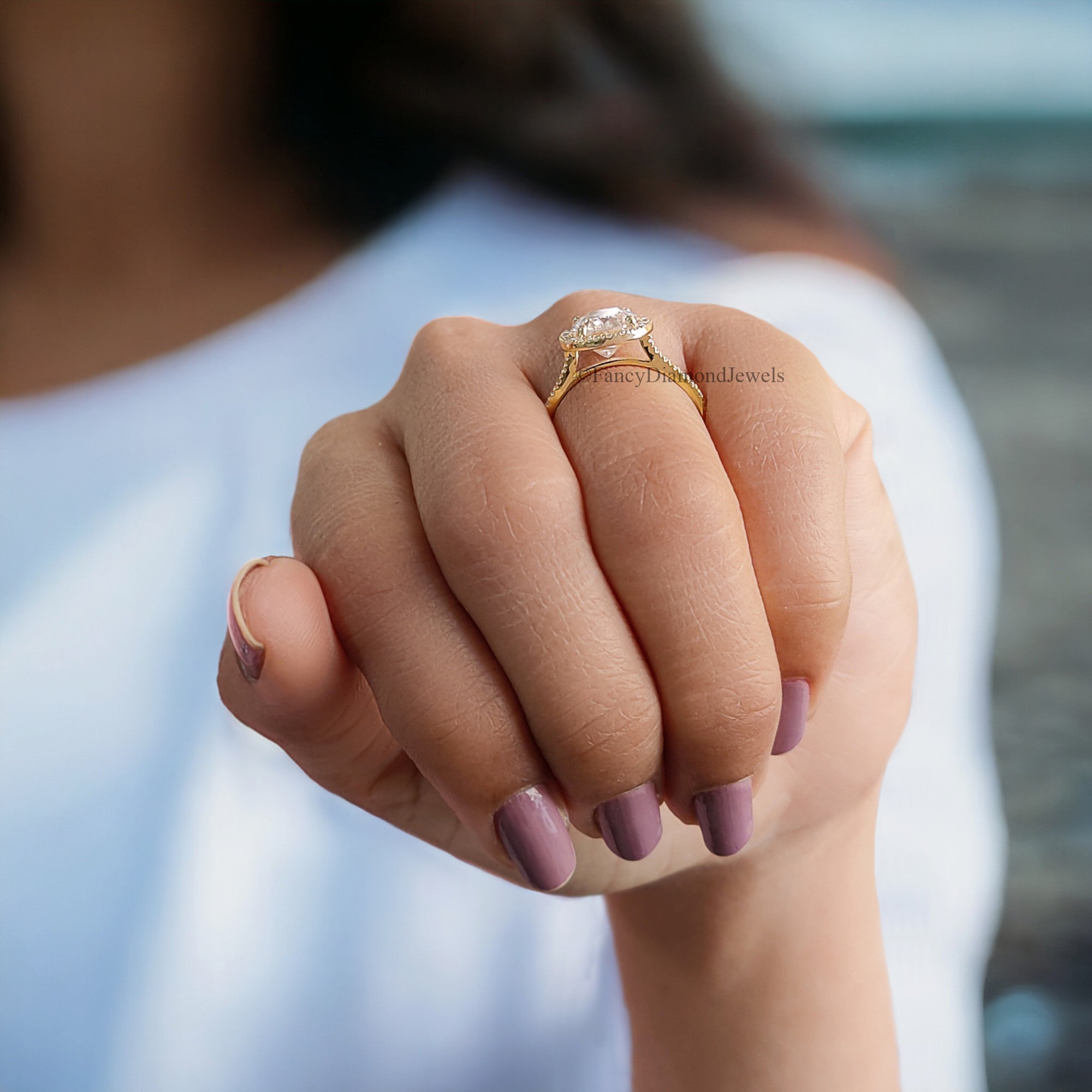 2.65 TCW Cushion and Round Cut Colorless Moissanite Halo Engagement Ring Micro Set Wedding Ring Cathedral Ring Anniversary Gift Ring FD83