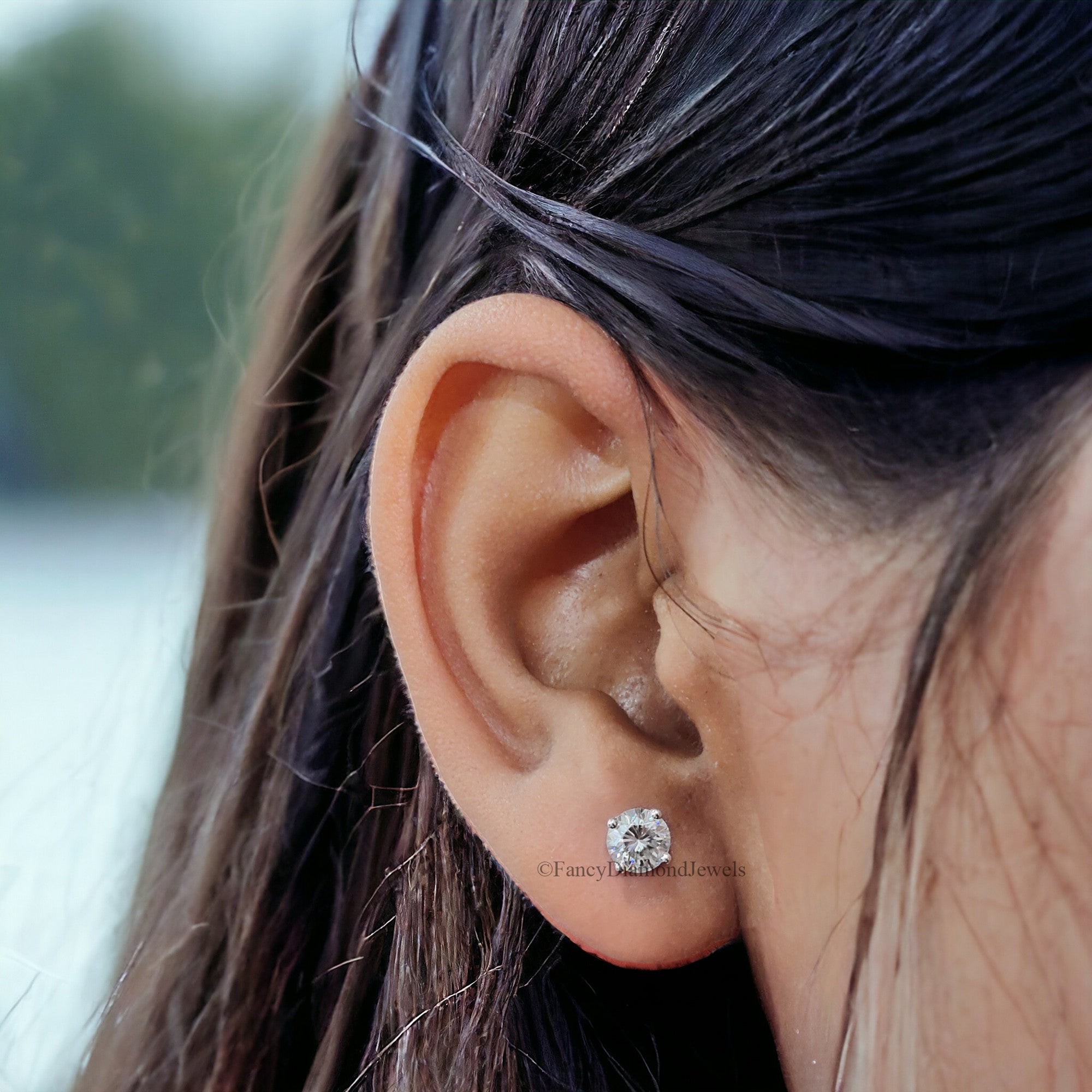 6 MM Round Brilliant Cut Earrings Colorless Moissanite Stud Earrings Screw Back Earrings Wedding Earrings Round Studs Earrings for Her FD24