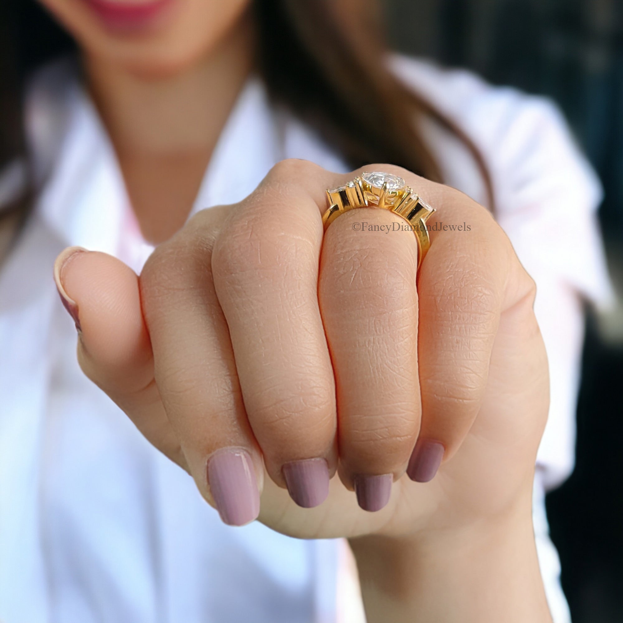 Tear Drop Wedding Ring Moissanite Engagement Ring Pear Shape Art Deco Wedding Ring Plain Gold Ring For Women Promise Moissanite Ring FD54