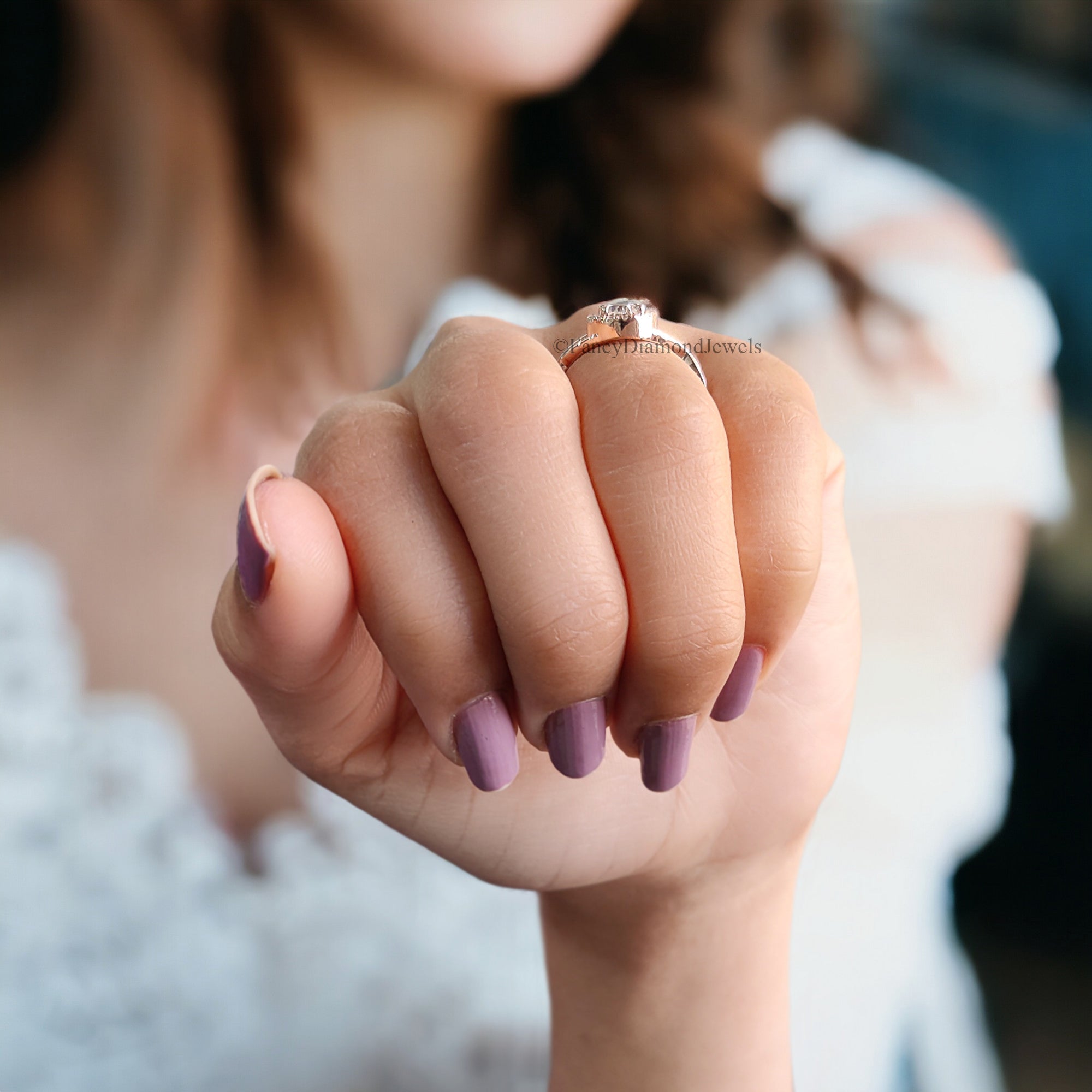 0.70 CT Oval Cut Moissanite Solitaire Ring 14K Rose Gold Engagement Ring Halo Setting Statement Ring Gift For Her Anniversary Ring FD96