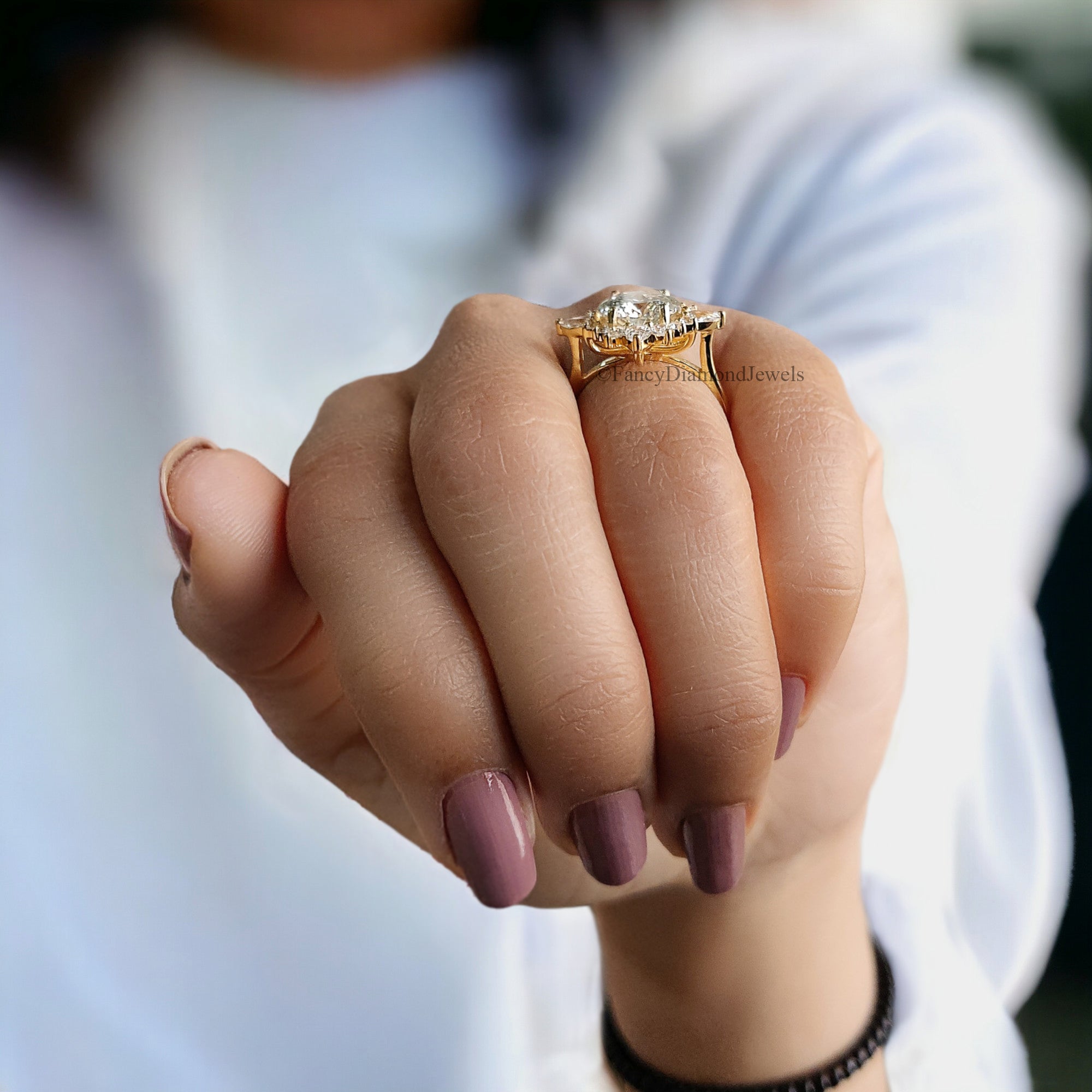 Vintage Engagement Ring 1920s Portuguese Cut Moissanite Yellow Gold Moissanite Aniversary Ring Handmade Jewelry by Fancy Diamond Jewels FD70