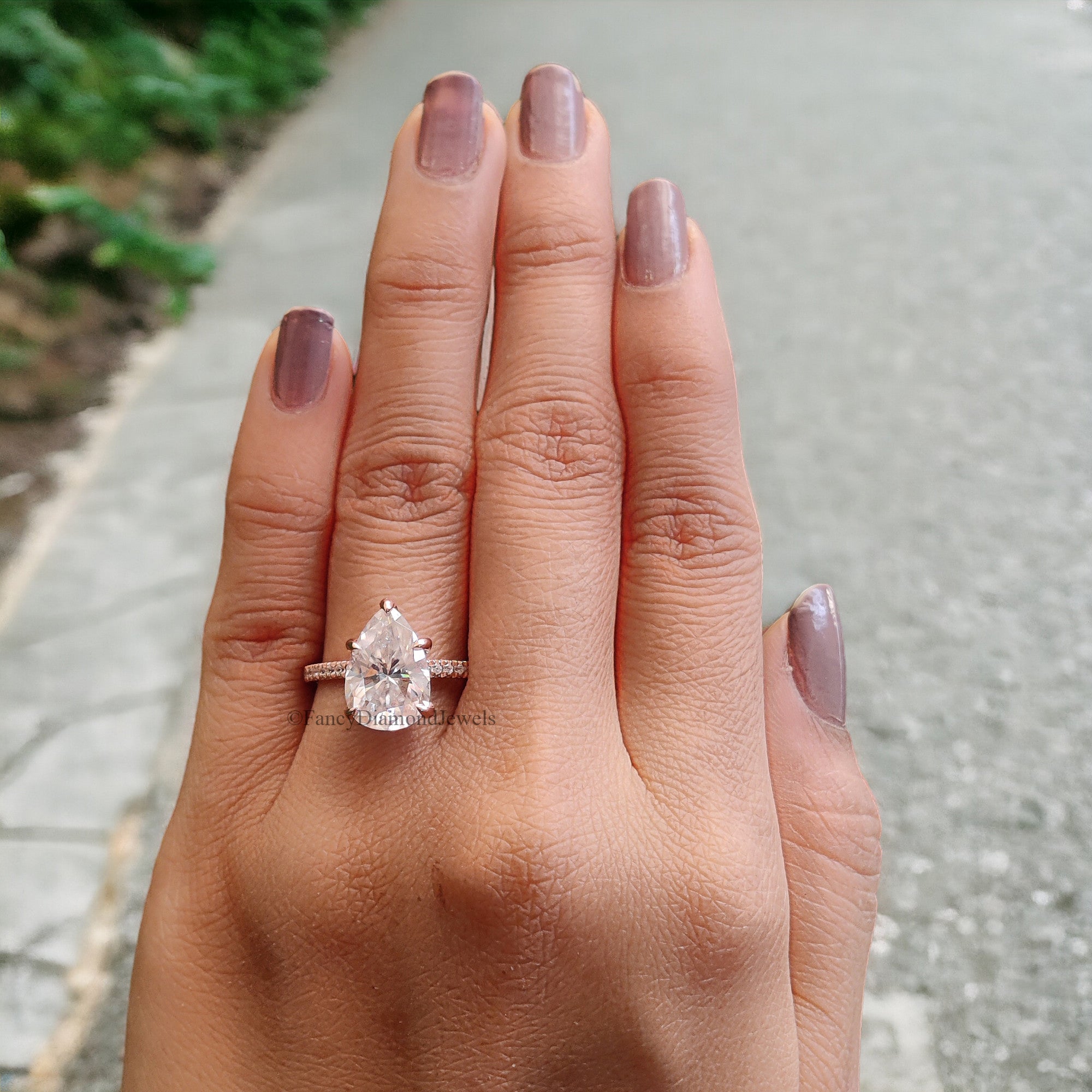 3.0 CT Pear Cut Moissanite Engagement Ring Anniversary Gift Hidden Halo 10K/14K/18K White Gold Pave Setting Ring Christmas Gift For Her FD17