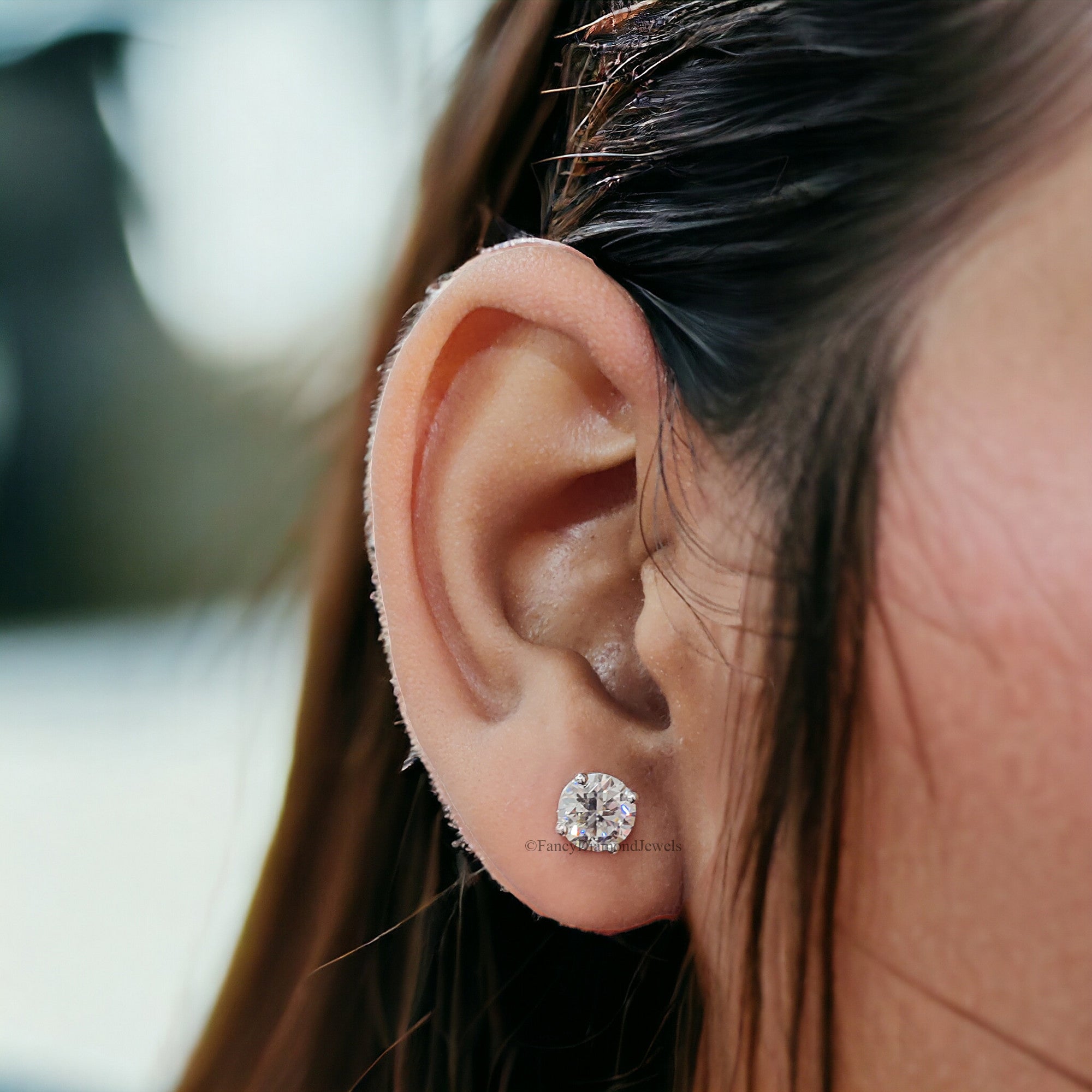 8 MM Round Brilliant Cut Earrings Colorless Moissanite Stud Earrings Screw Back Earrings Wedding Earrings Round Studs Earrings for Her FD20