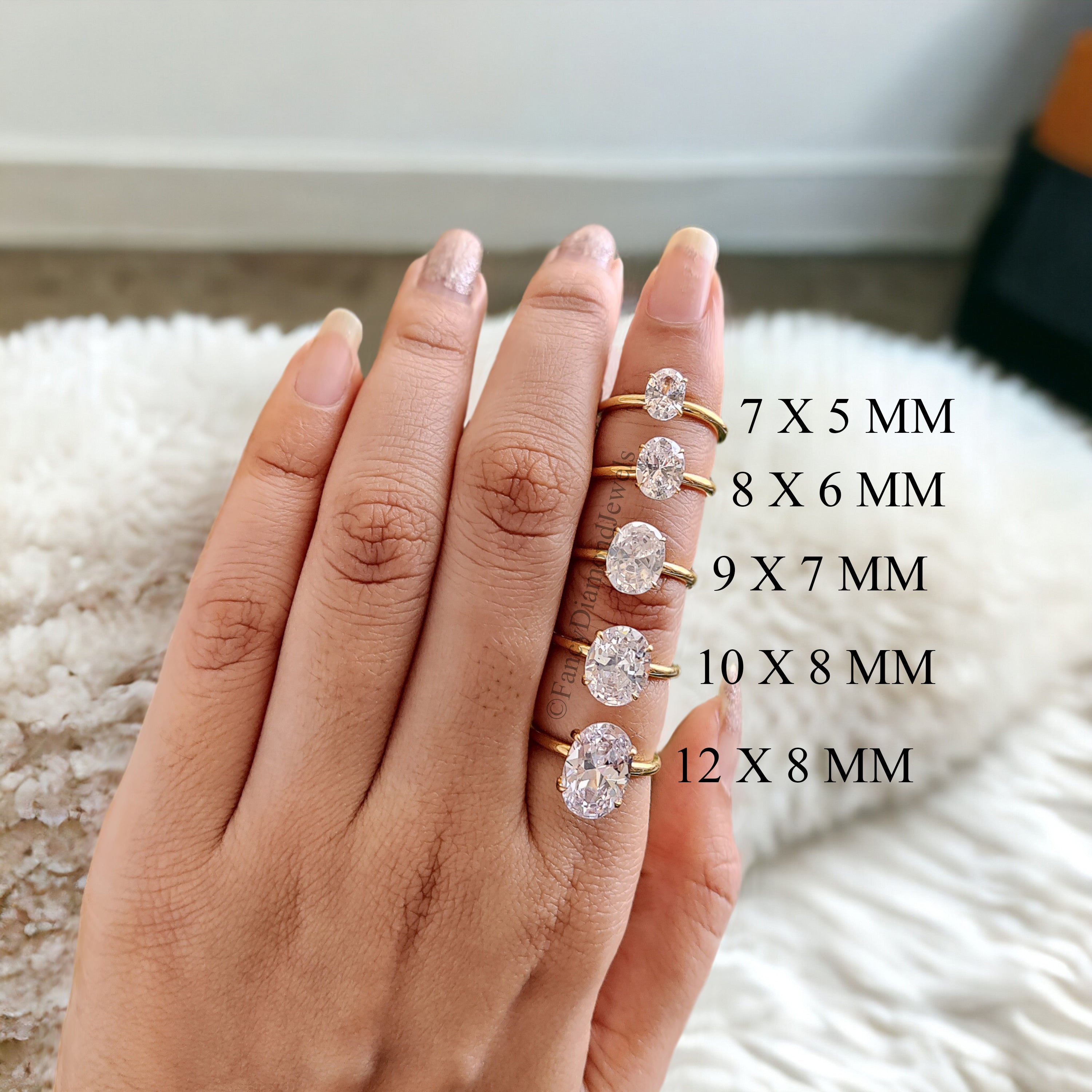 Oval Diamond engagement ring 12mm 10mm 9mm 8mm stone ring Silver Promise ring Diamond ring Simulant ring Solitaire ring Gift for her FD162