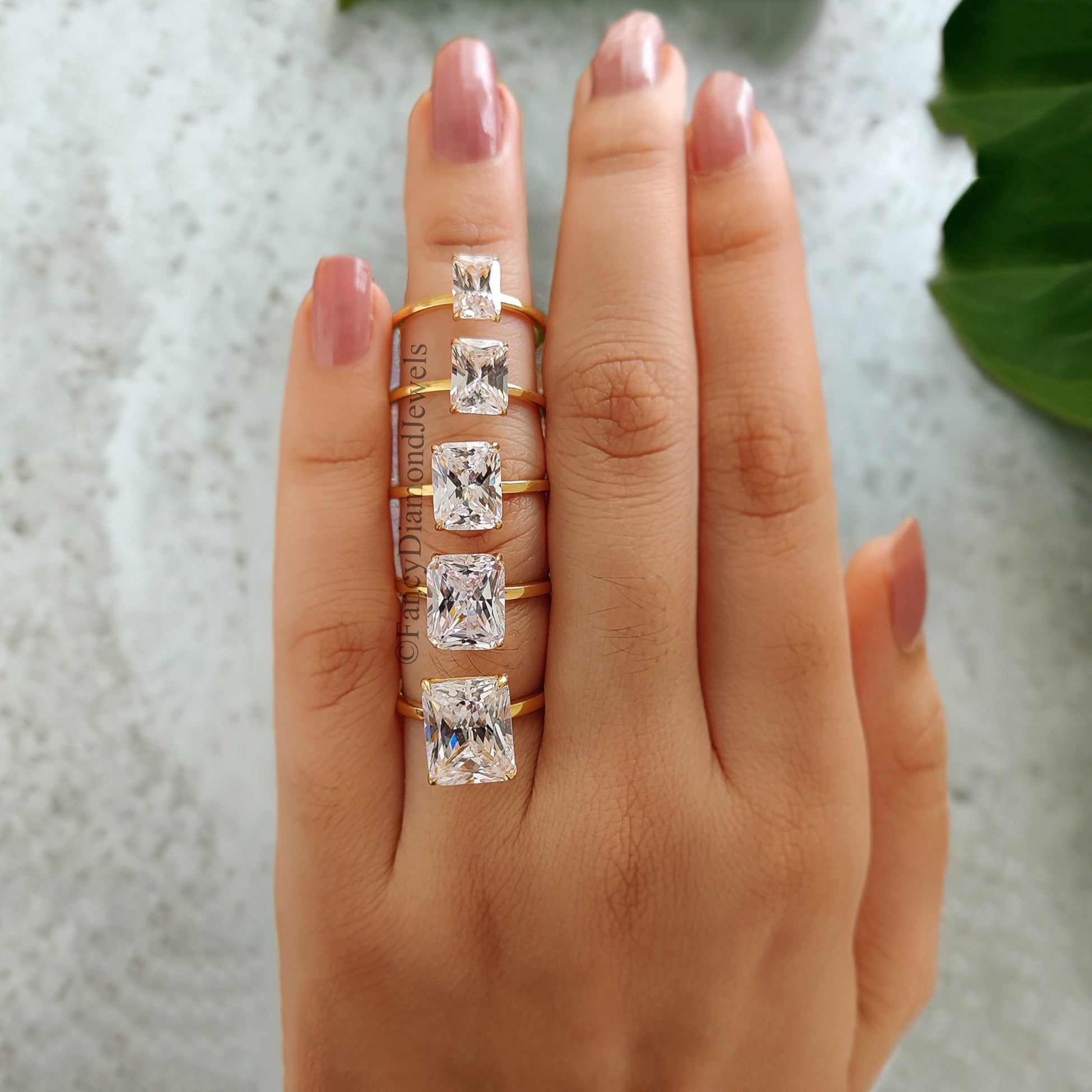 7mm to 11mm Radiant Cut Engagement Ring Gold ring Silver ring Diamond Simulant Promise Ring Stacking ring Solitaire Ring Gift for her FD163