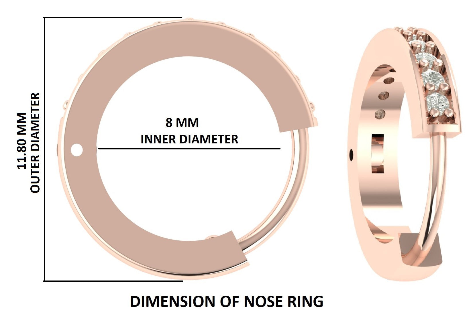 Natural Round White Diamond Nose Rings Engagement Wedding Gift Nose Ring 14K Solid Rose White Yellow Gold Nose Ring 0.07 CT KD1012