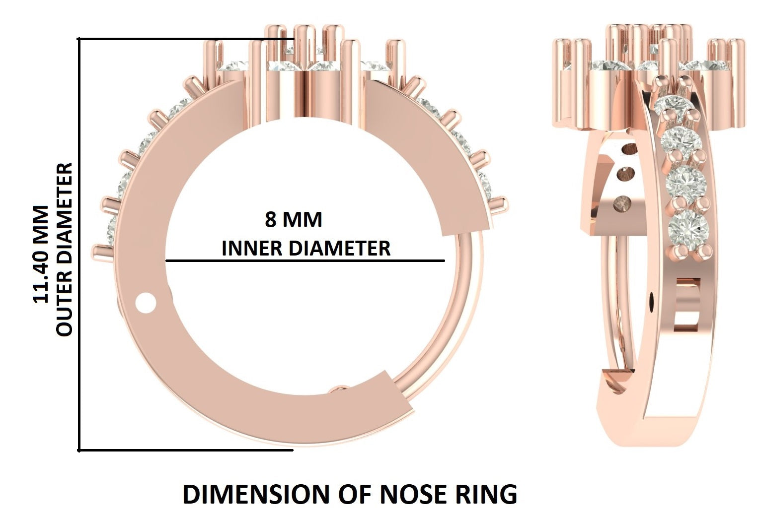 Natural White Round Diamond Nose Rings Engagement Wedding Gift Nose Ring 14K Solid Rose White Yellow Gold Nose Ring 0.16 CT KD951