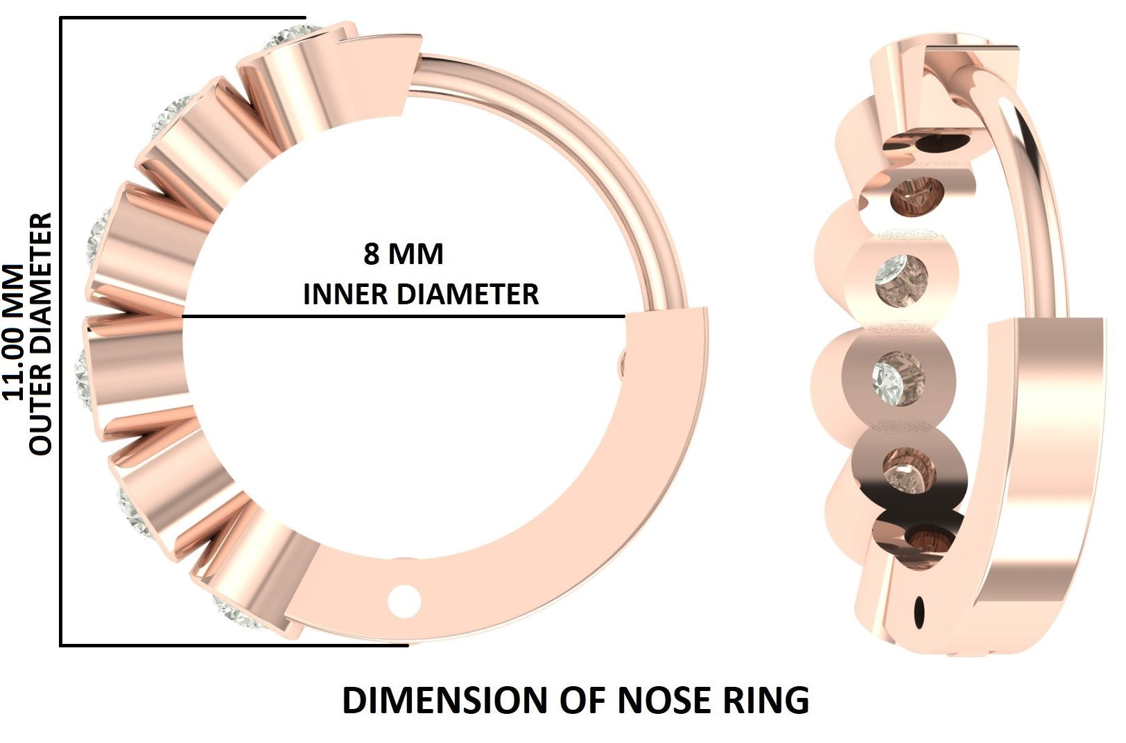 Natural White Round Diamond Nose Rings Engagement Wedding Gift Nose Ring 14K Solid Rose White Yellow Gold Nose Ring 0.06 CT KD963