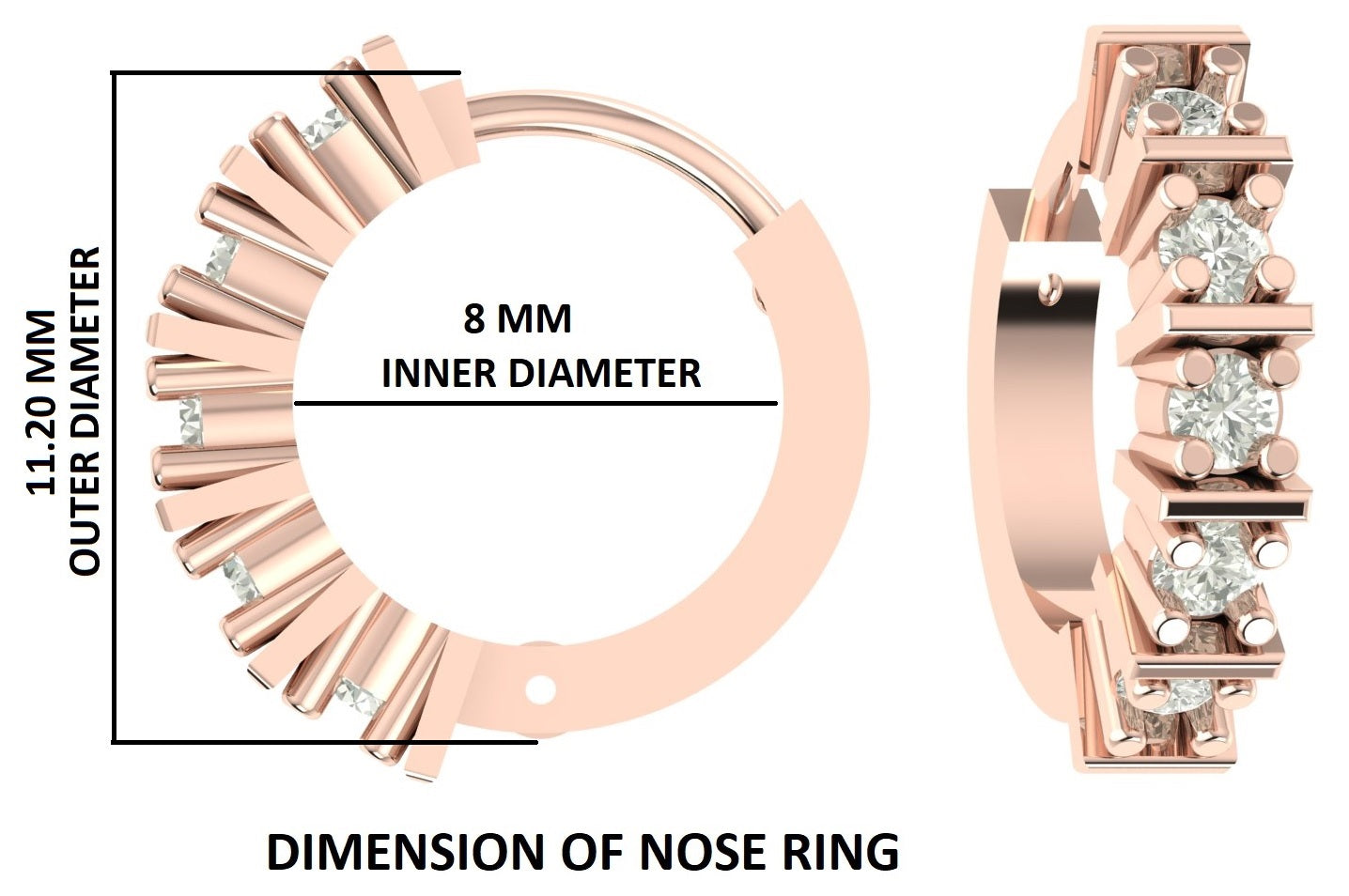 Natural White Round Diamond Nose Rings Engagement Wedding Gift Nose Ring 14K Solid Rose White Yellow Gold Nose Ring 0.16 CT KD964