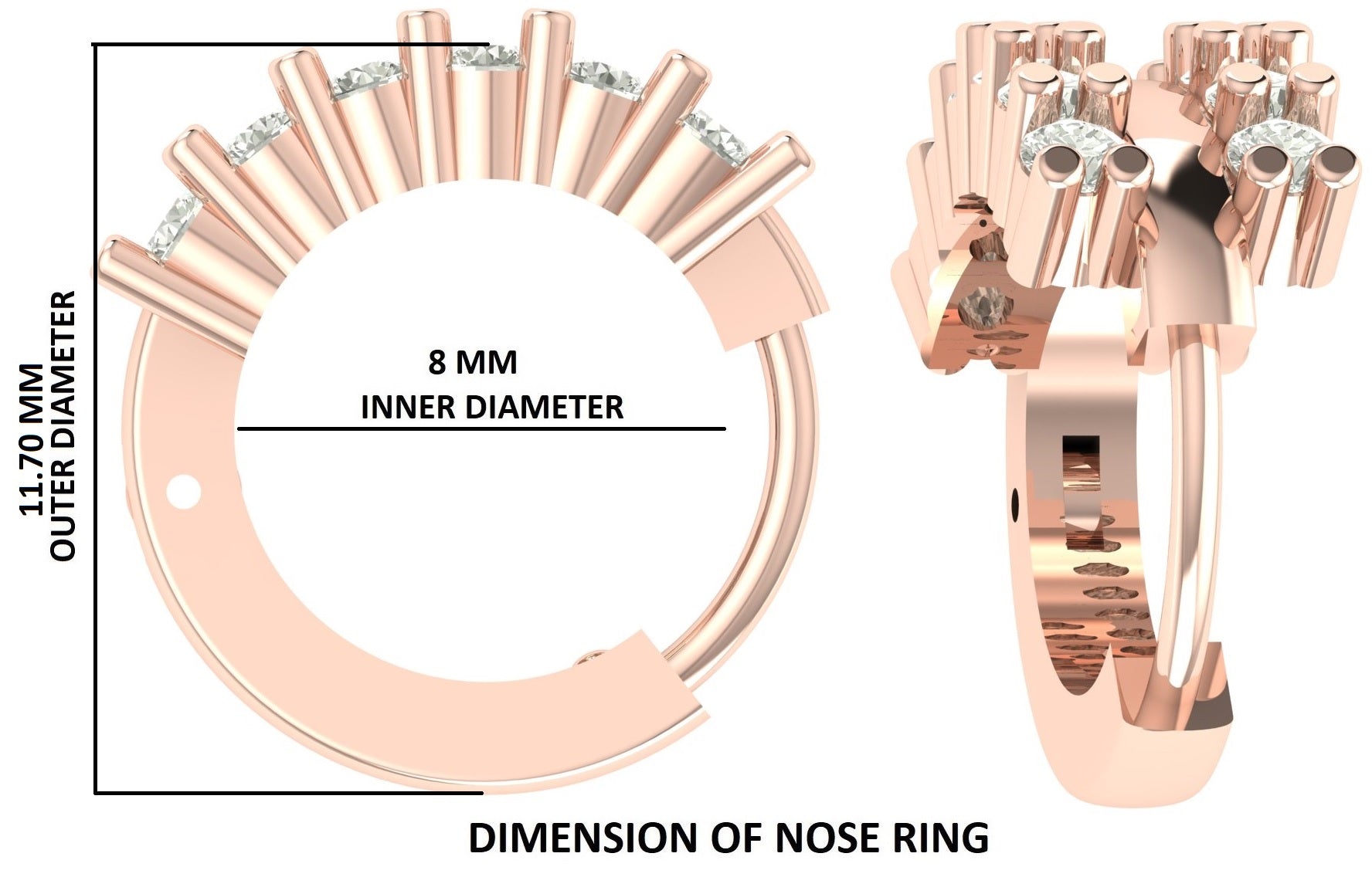 Natural White Round Diamond Nose Rings Engagement Wedding Gift Nose Ring 14K Solid Rose White Yellow Gold Nose Ring 0.30 CT KD968