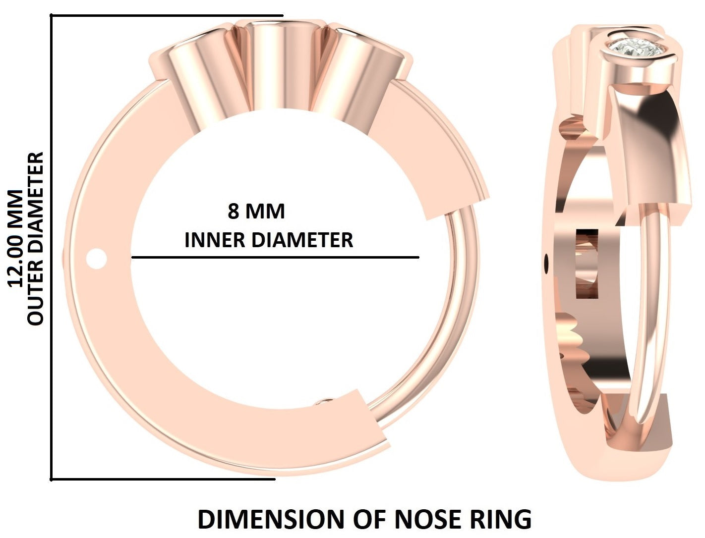 Natural White Round Diamond Nose Rings Engagement Wedding Gift Nose Ring 14K Solid Rose White Yellow Gold Nose Ring 0.05 CT KD974
