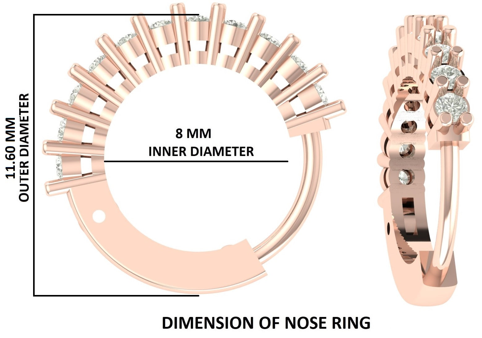 Natural Round White Diamond Nose Rings Engagement Wedding Gift Nose Ring 14K Solid Rose White Yellow Gold Nose Ring 0.13 CT KD977