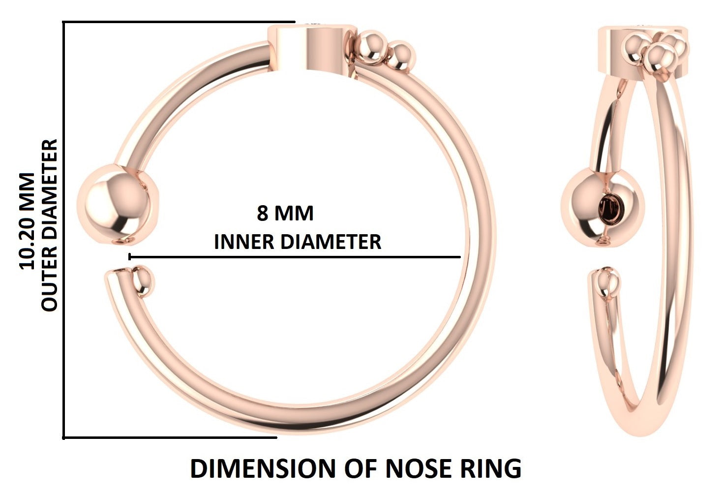 Natural Round White Diamond Nose Rings Engagement Wedding Gift Nose Ring 14K Solid Rose White Yellow Gold Nose Ring 0.01 CT KD979