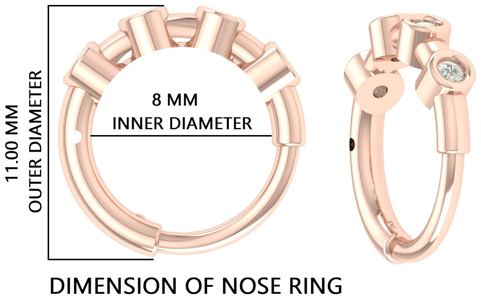 Nose Ring Nose Studs Lab Grown Diamond Nose Ring Nose Ring Hoop Nose Stud Rose Gold Nose Ring Gold Nose Ring Diamond Nose Stud Hoop FD496