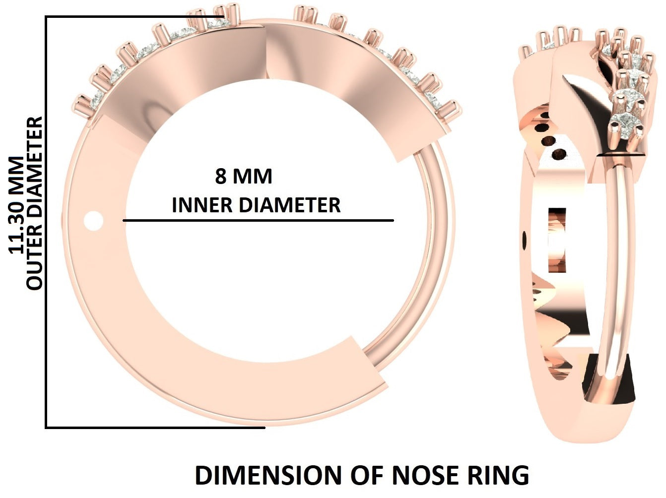 Natural Round White Diamond Nose Rings Engagement Wedding Gift Nose Ring 14K Solid Rose White Yellow Gold Nose Ring 0.05 CT KD983