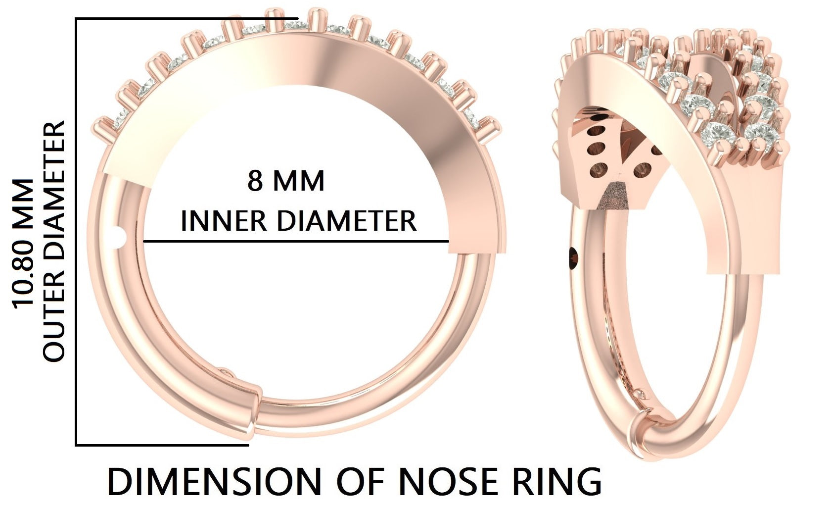 Moissanite Diamond Nose Ring Nose Studs Double Line Nose Ring Hoop Nose Stud Rose Gold Nose Ring Gold Nose Ring Diamond Nose Stud Hoop FD495