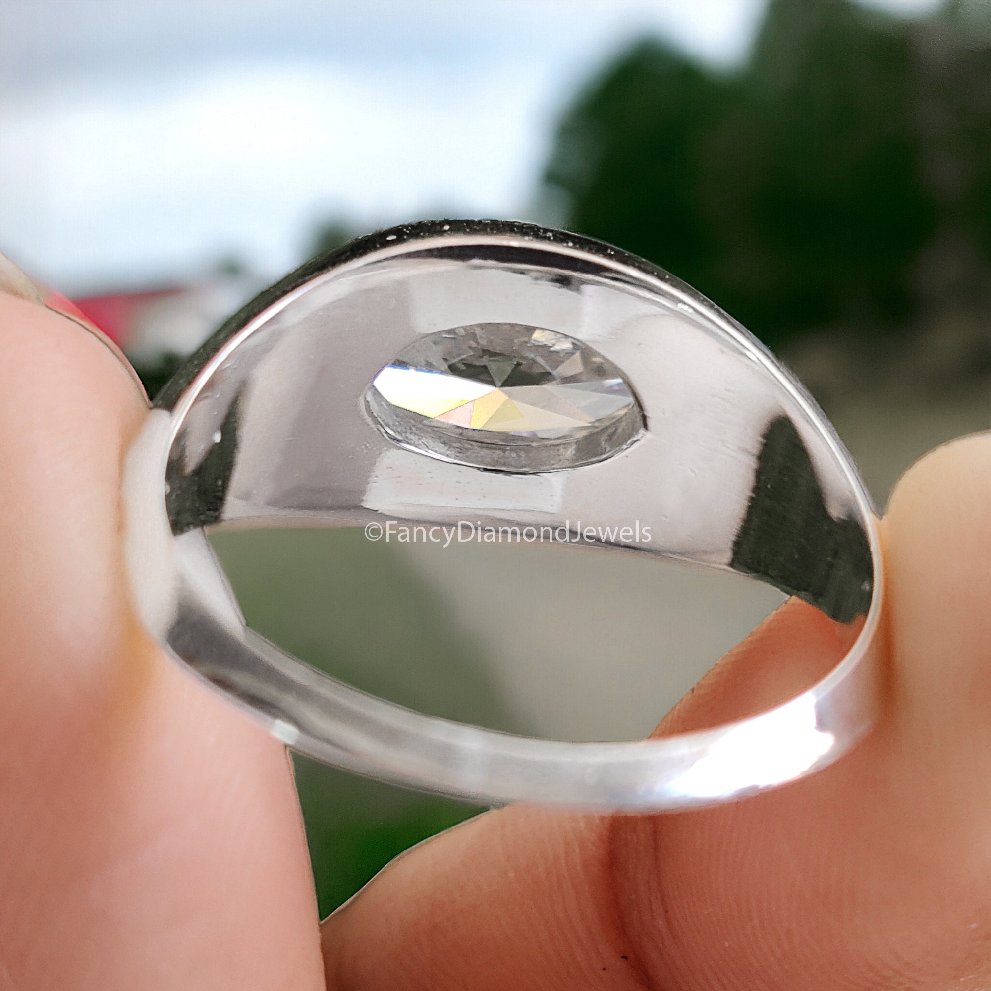 2 CT Marquise Moissanite Wedding Ring Colorless Moissanite Bridal Ring Bezel Set Solitaire Moissanite Knife Edge Shank Engagement Ring FD03