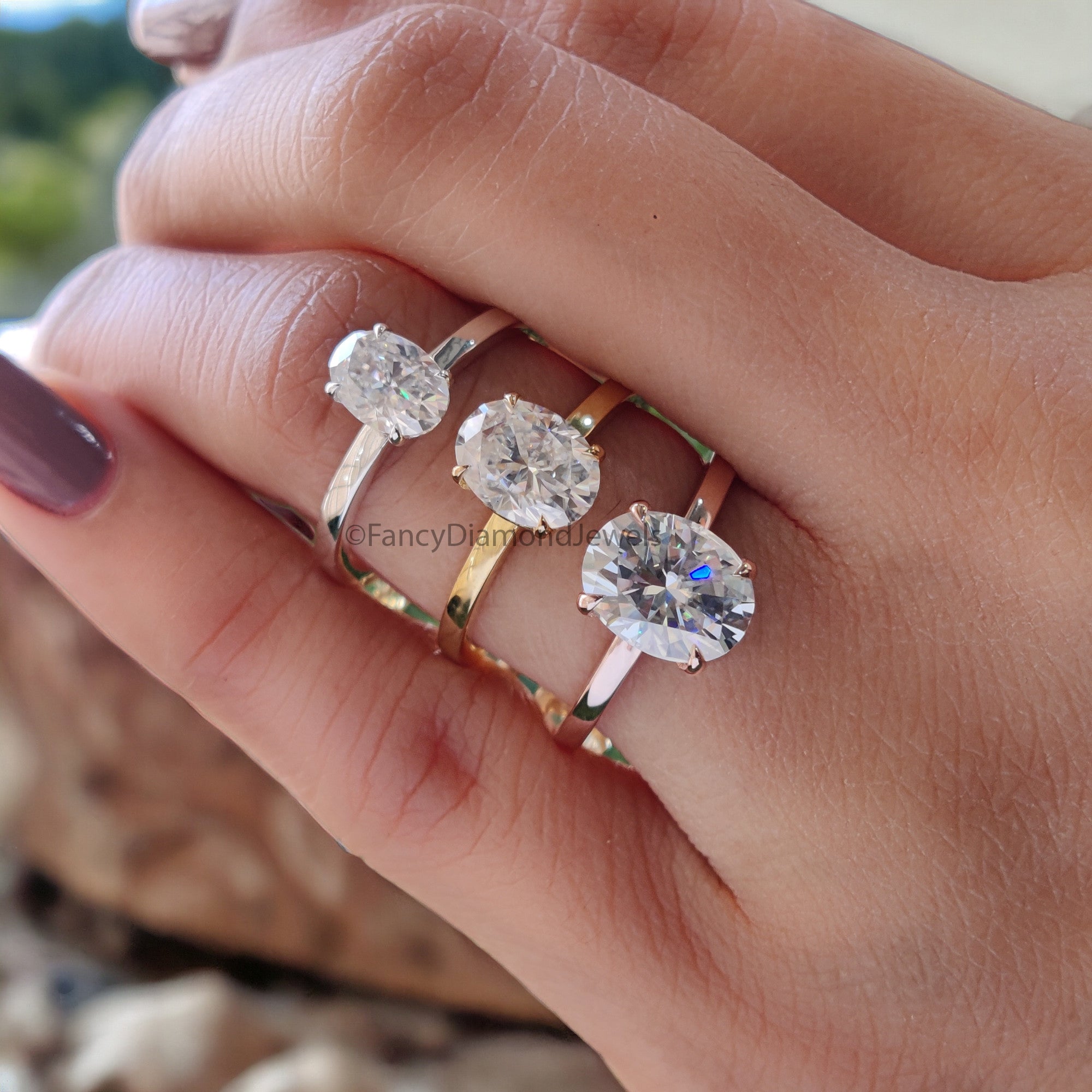 Oval Engagement Ring Moissanite Wedding Ring for Women 1.0/1.50/2.0 CT Oval Moissanite Solitaire Ring Anniversary Gift Propose Ring FD06