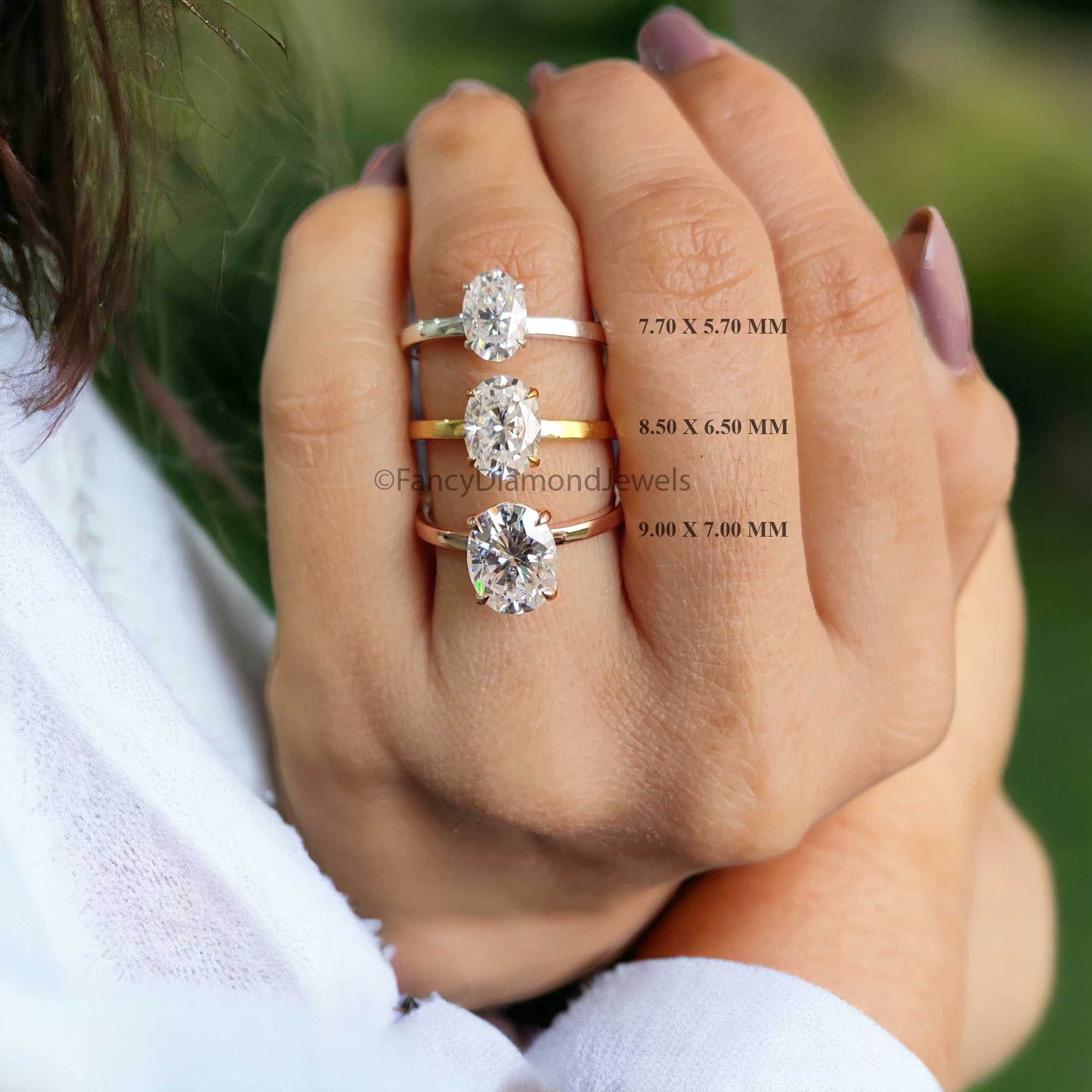 Oval Engagement Ring Moissanite Wedding Ring for Women 1.0/1.50/2.0 CT Oval Moissanite Solitaire Ring Anniversary Gift Propose Ring FD06