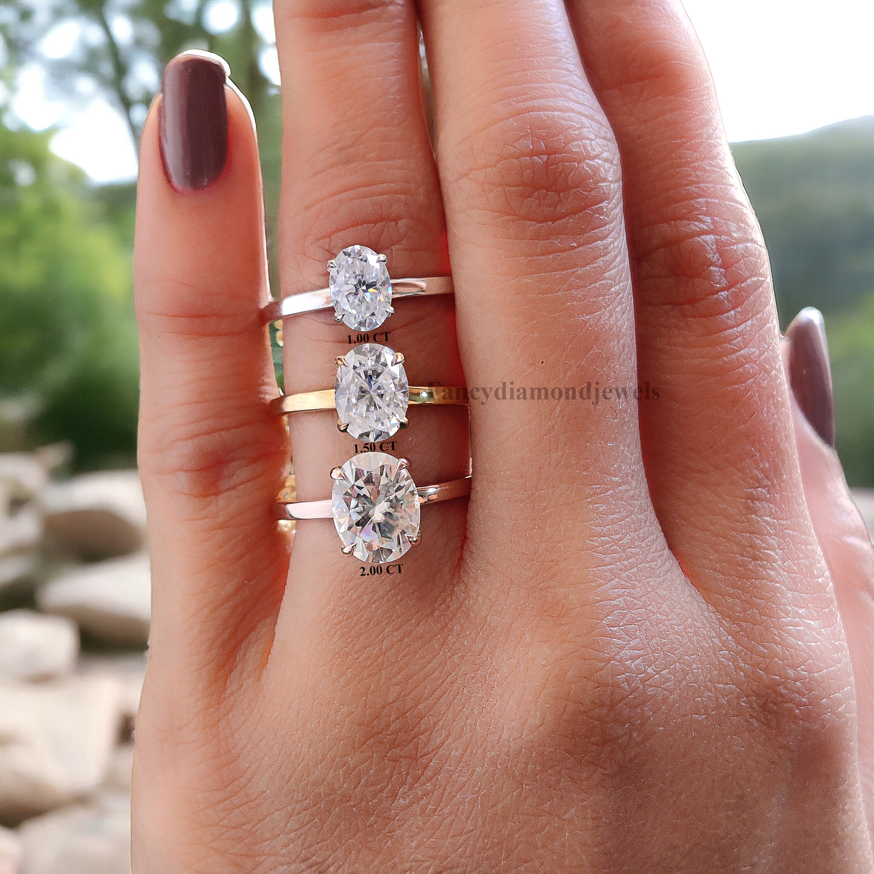 Oval Engagement Ring Moissanite Wedding Ring for Women 1.0/1.50/2.0 CT Oval Moissanite Solitaire Ring Anniversary Gift Propose Ring FD06