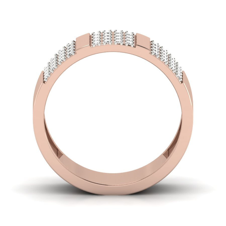 0.40 TW Pave Set Round Cut Lab Grown Diamond Flat Engagement Band Men's Wedding Band PR003