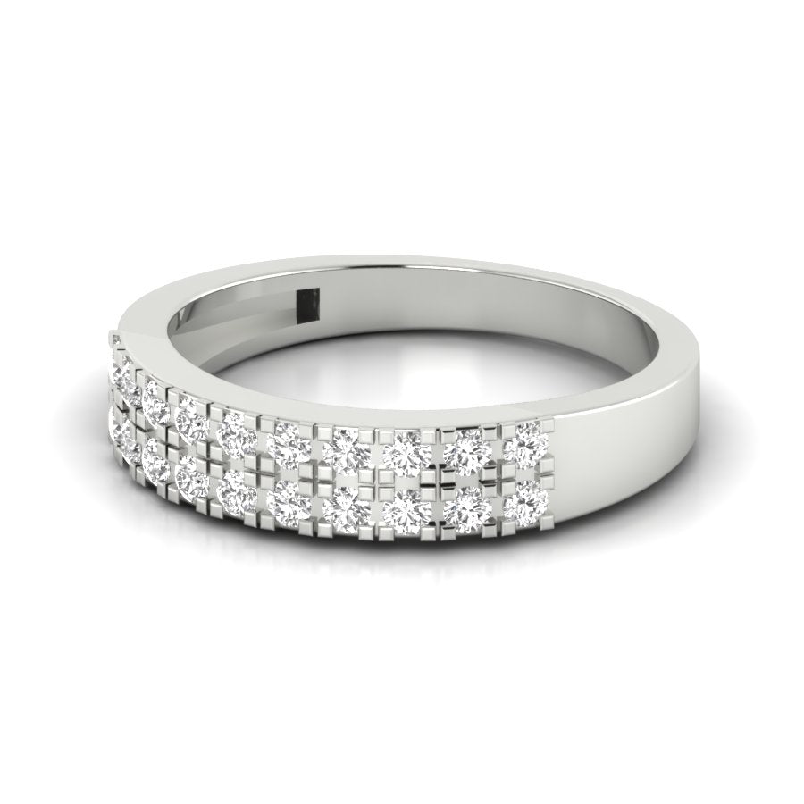 0.44 TW Micro Square Prong Setting Wedding band With Round Cut Lab Grown Diamond Ring Engagement Ring PR013
