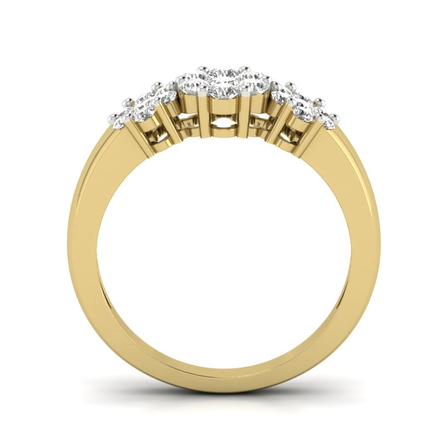 0.69 TW 3 Flowers Ring With Round Cut Lab Grown Diamond pressure setting With Gallery Engagement Ring Bridal Wedding Ring PR016