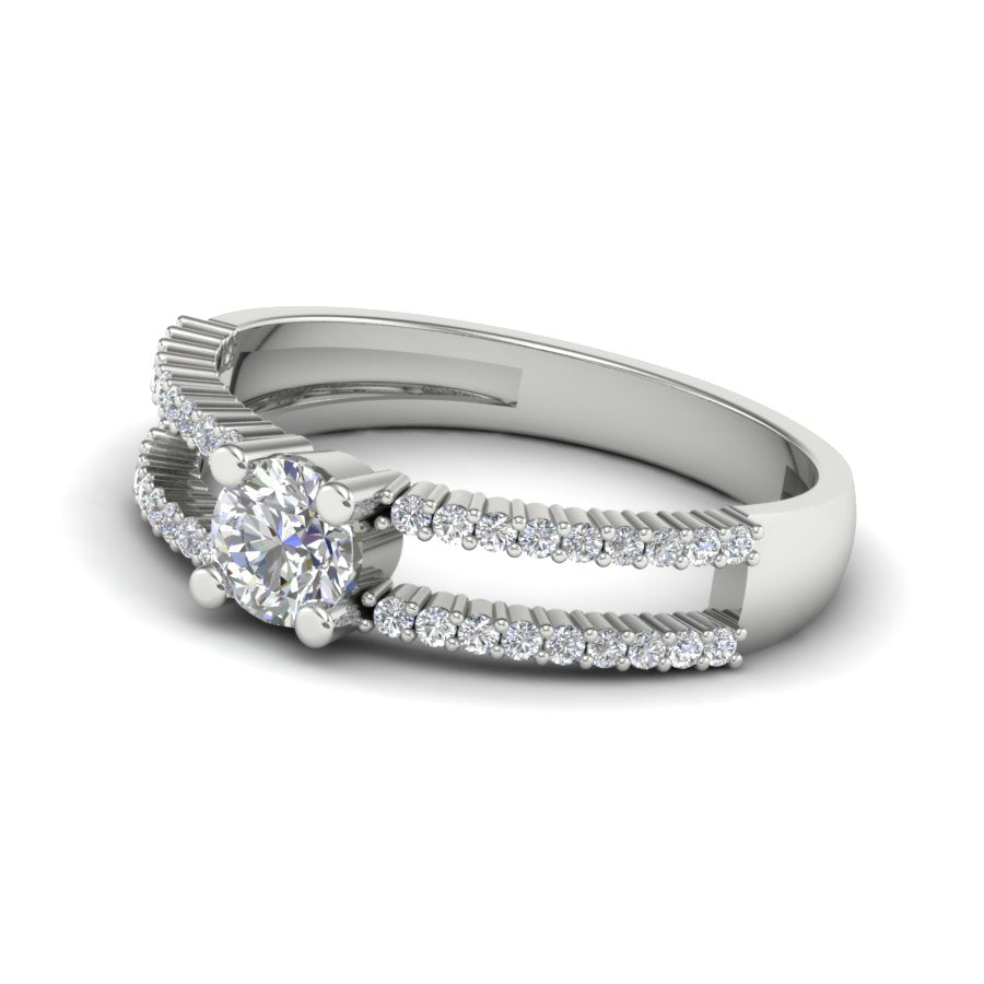 0.70 TW Round Cut Lab Grown Diamond Ring Solitaire Double Band Engagement Ring Bridal Wedding Ring PR032