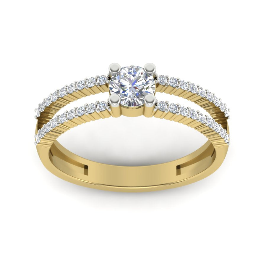 0.70 TW Round Cut Lab Grown Diamond Ring Solitaire Double Band Engagement Ring Bridal Wedding Ring PR032