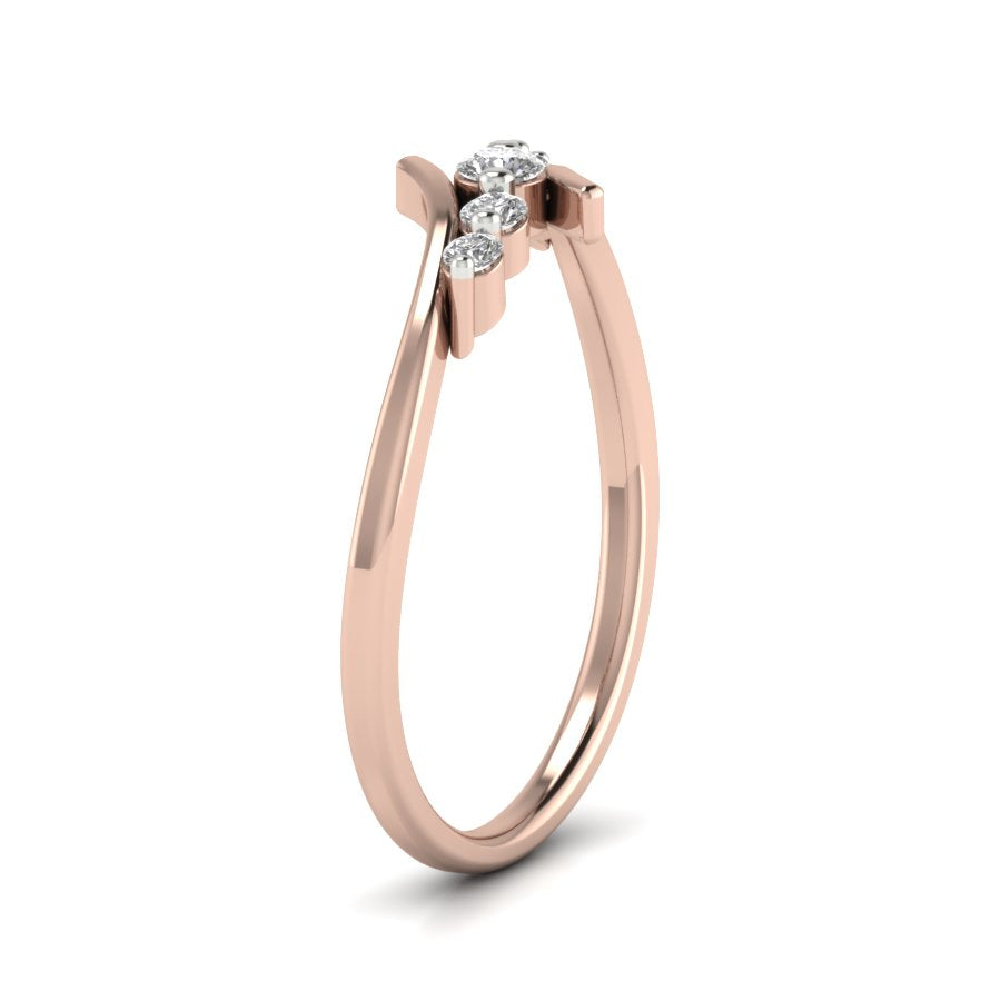 0.17 TW Round Cut Lab Grown Diamond Band Ladies Modern 5Stone Wedding Band Journey Bypass Engagement Band PR036